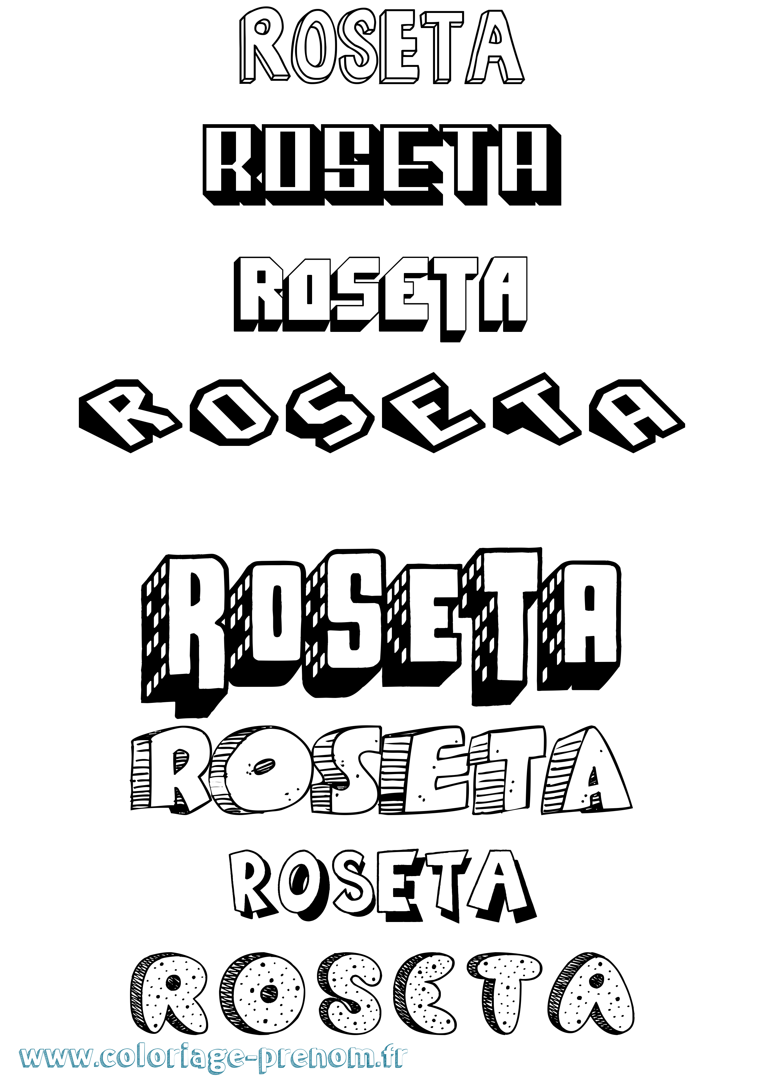 Coloriage prénom Roseta Effet 3D