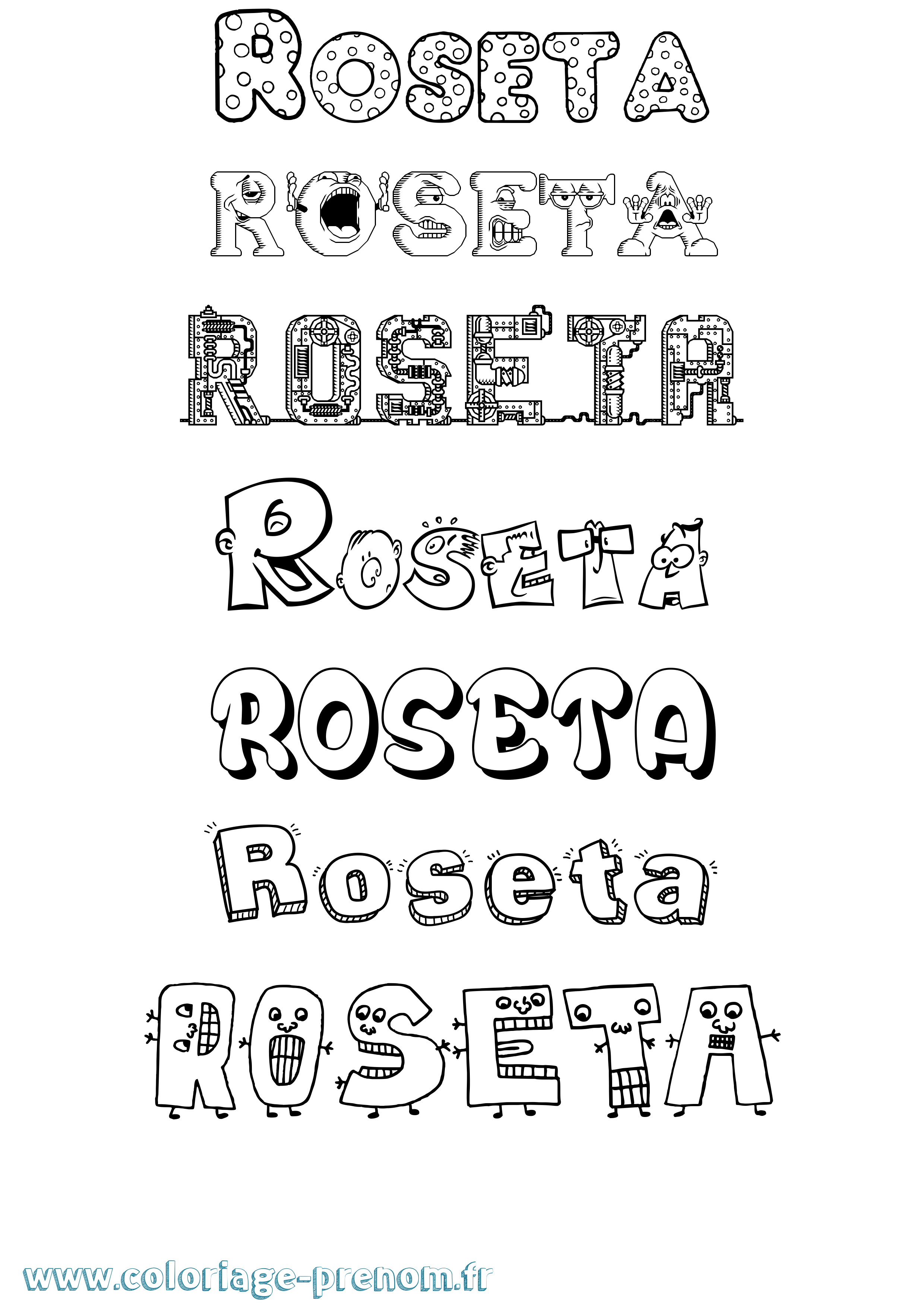 Coloriage prénom Roseta Fun