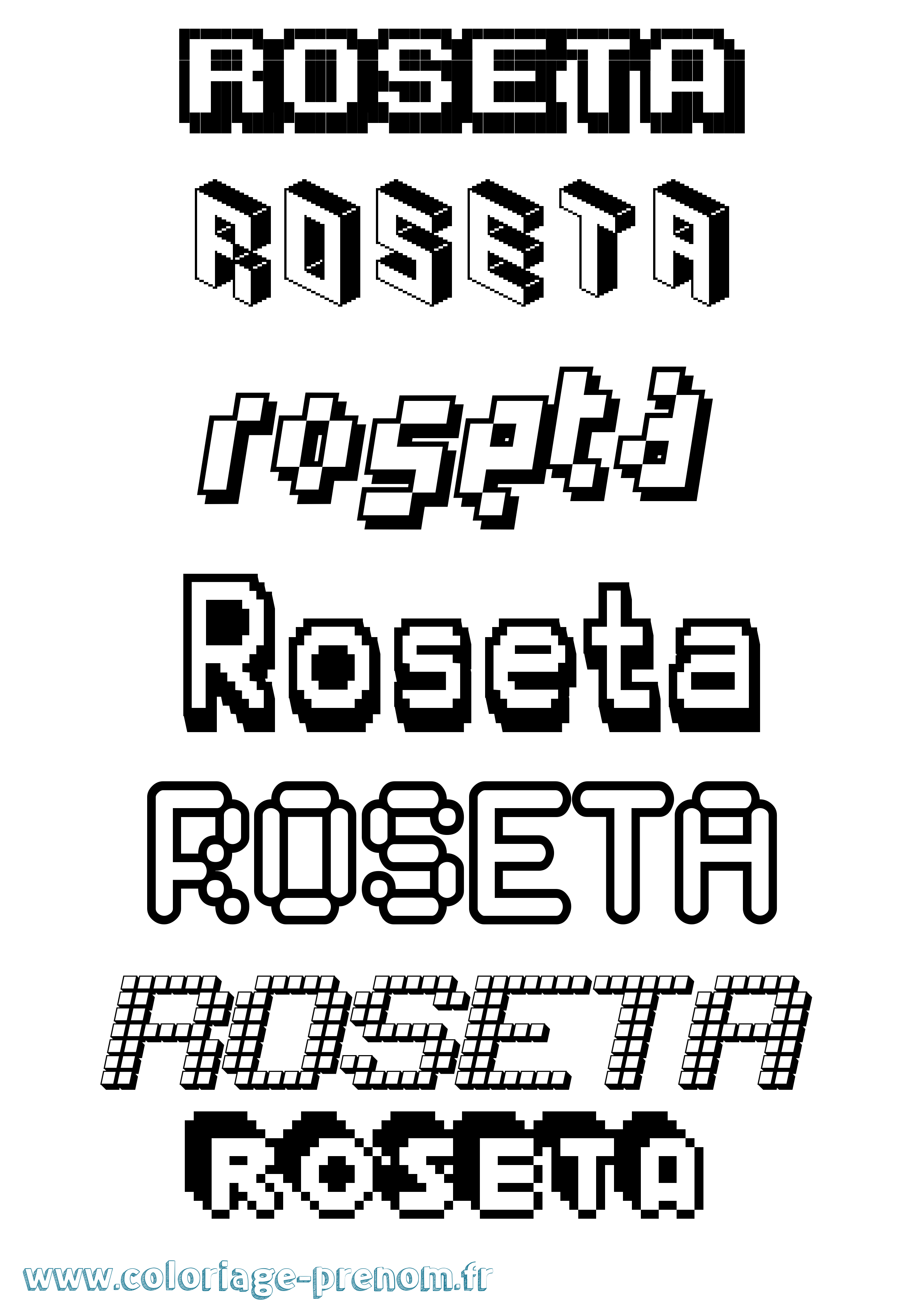 Coloriage prénom Roseta Pixel