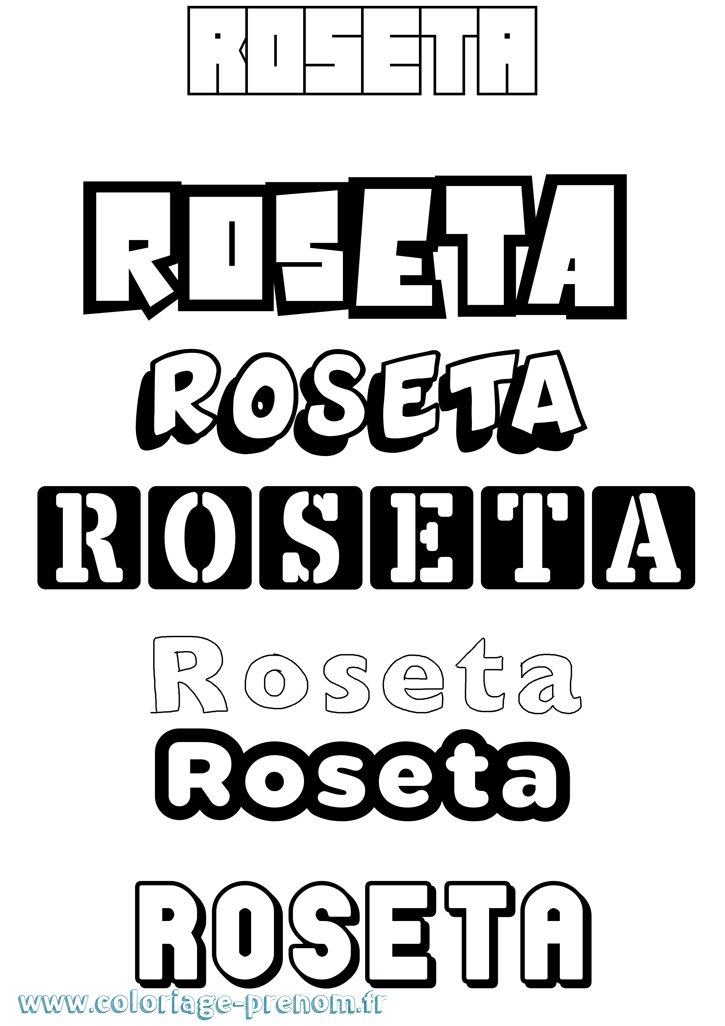 Coloriage prénom Roseta Simple