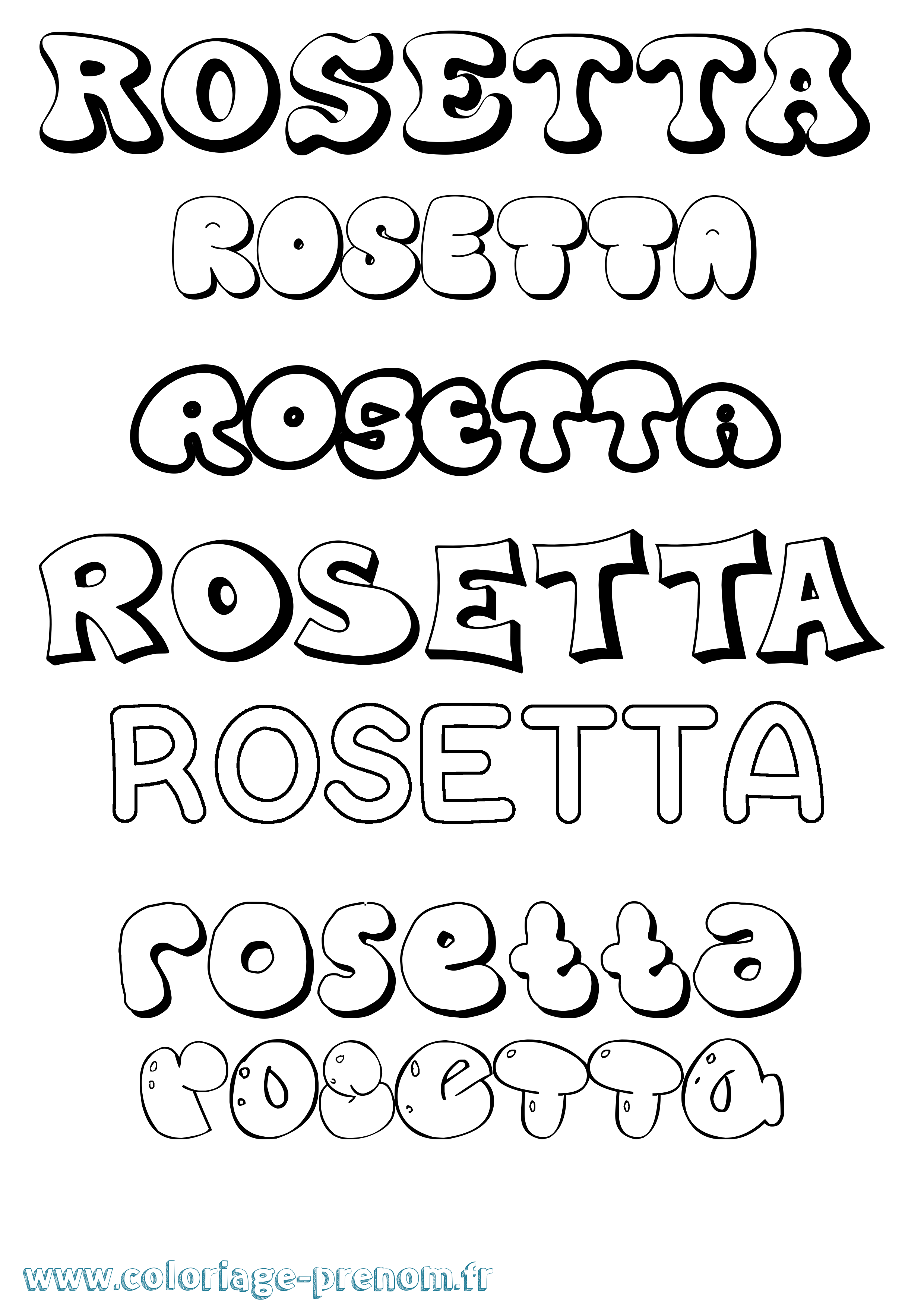 Coloriage prénom Rosetta Bubble