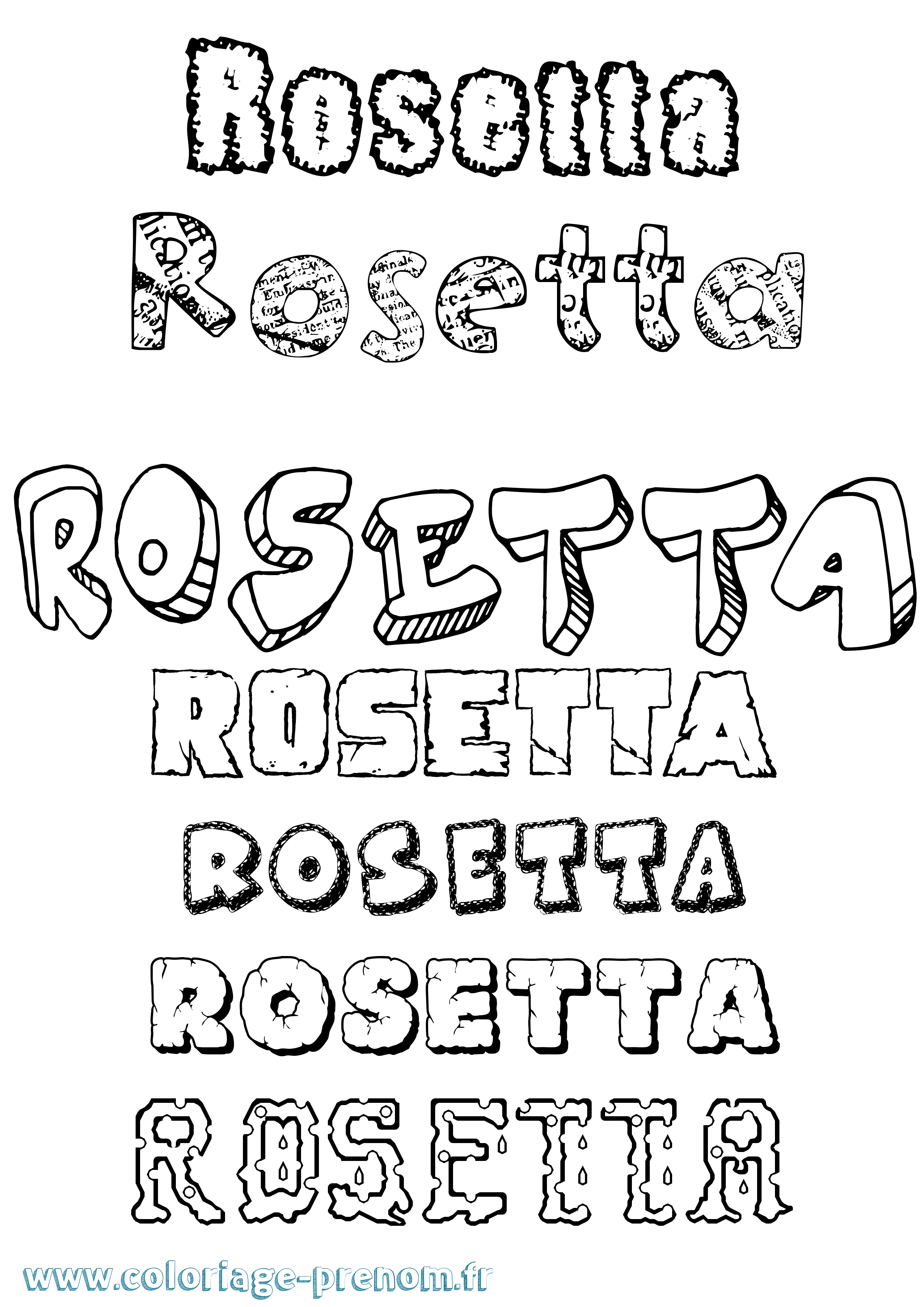 Coloriage prénom Rosetta Destructuré