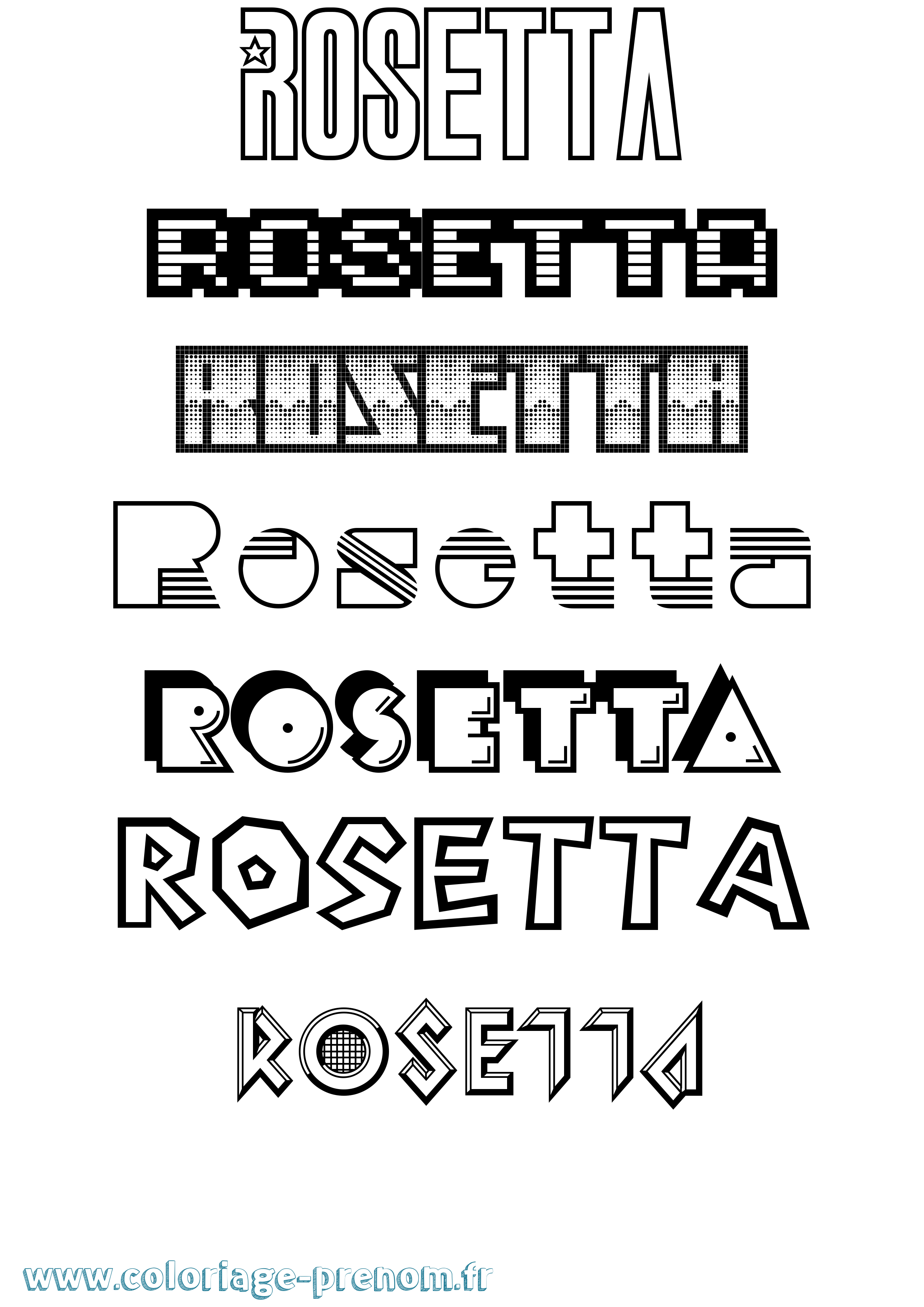 Coloriage prénom Rosetta Jeux Vidéos