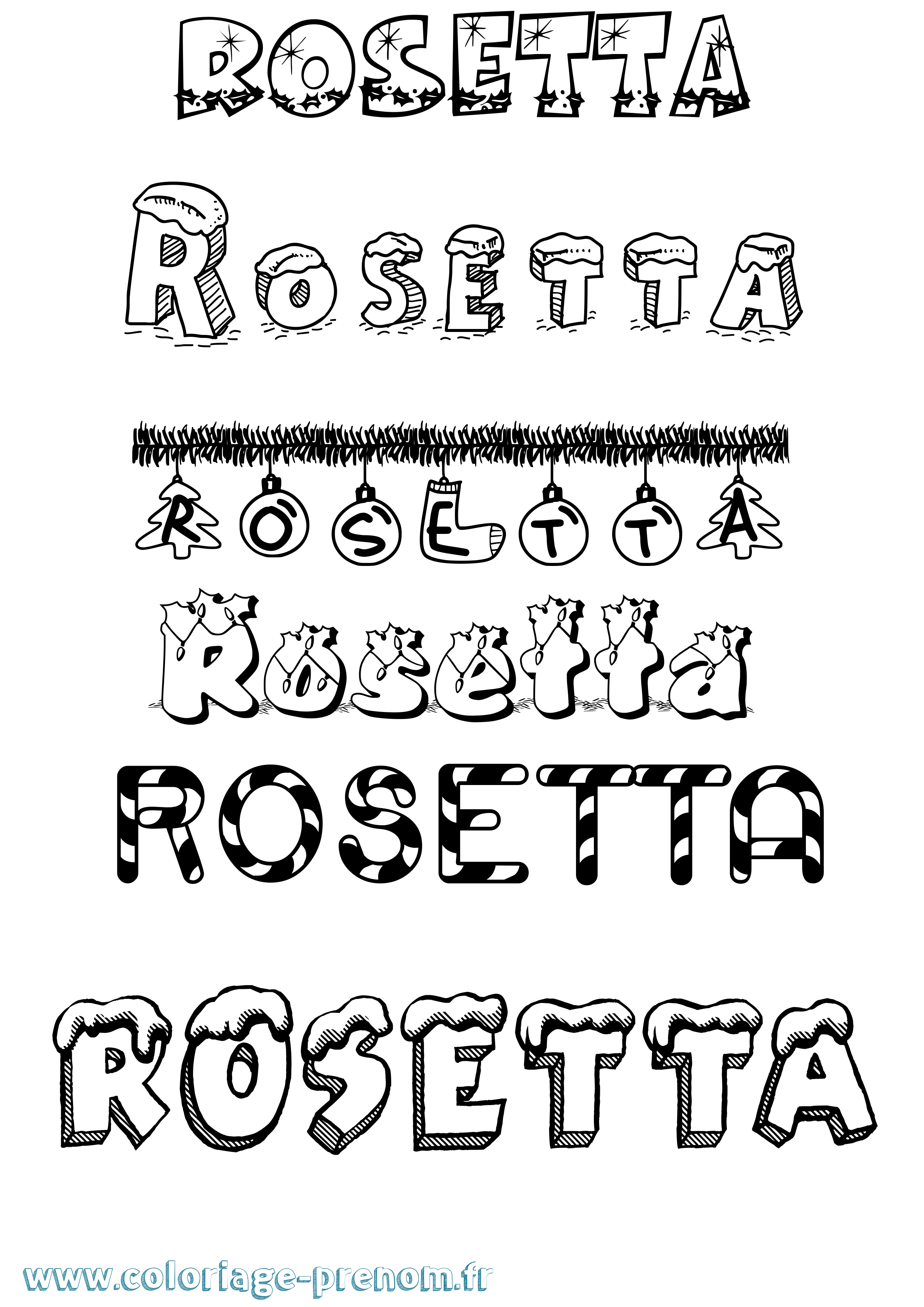 Coloriage prénom Rosetta Noël