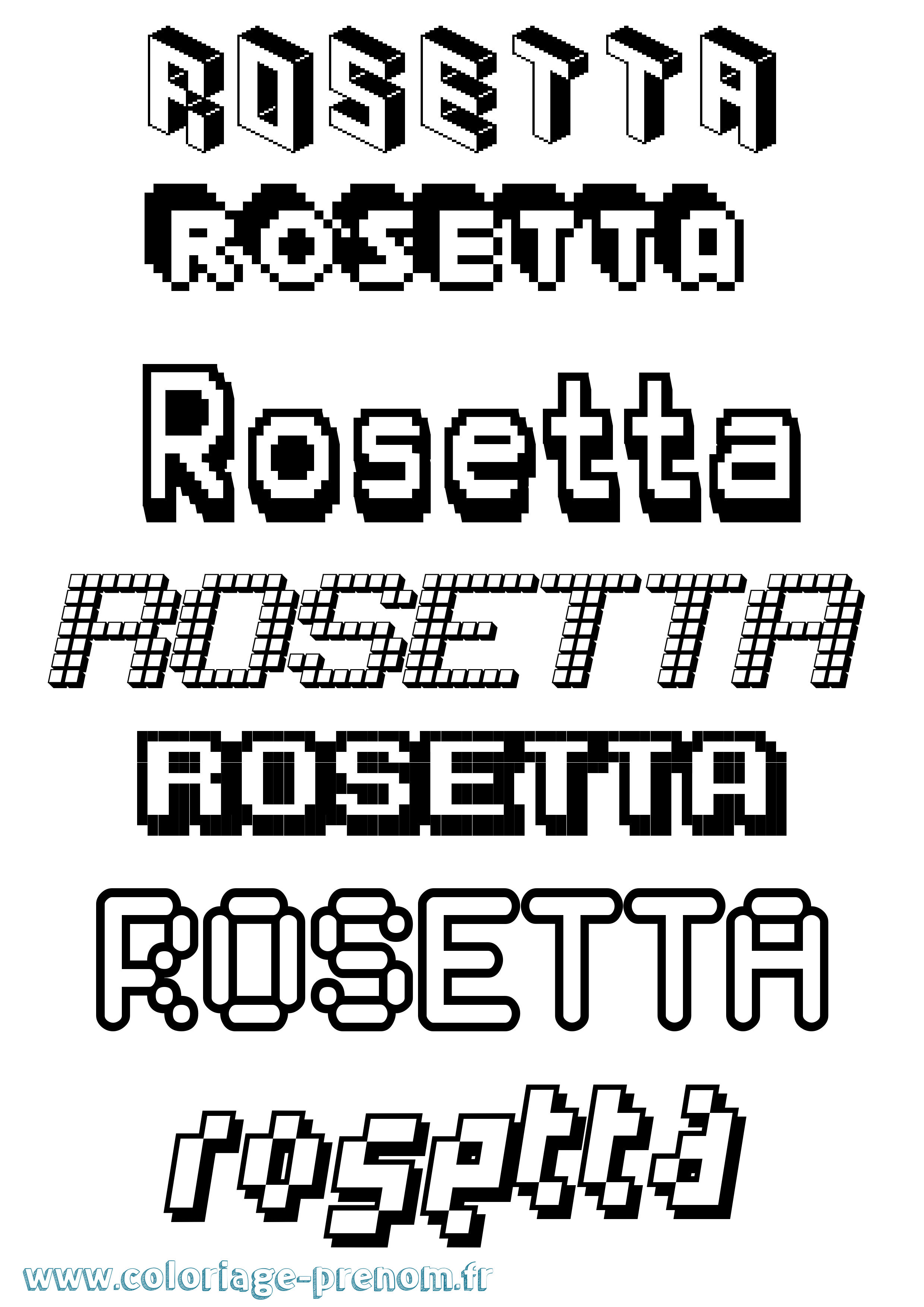 Coloriage prénom Rosetta Pixel