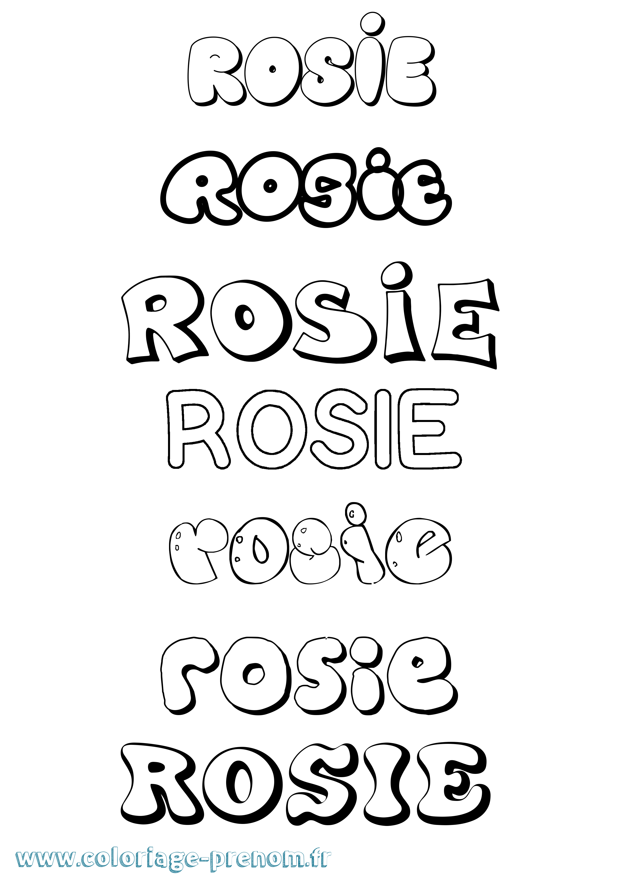Coloriage prénom Rosie Bubble