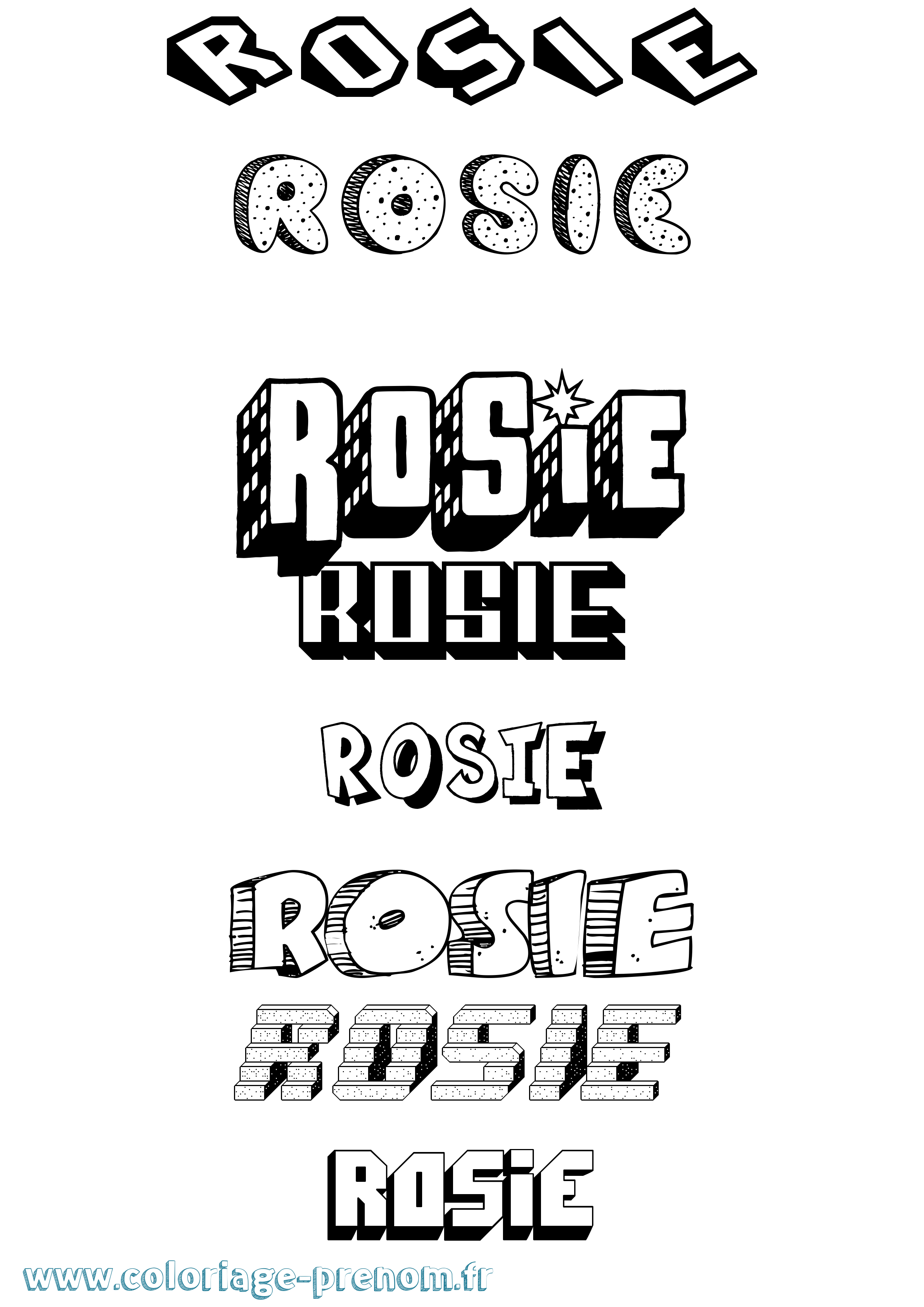 Coloriage prénom Rosie Effet 3D