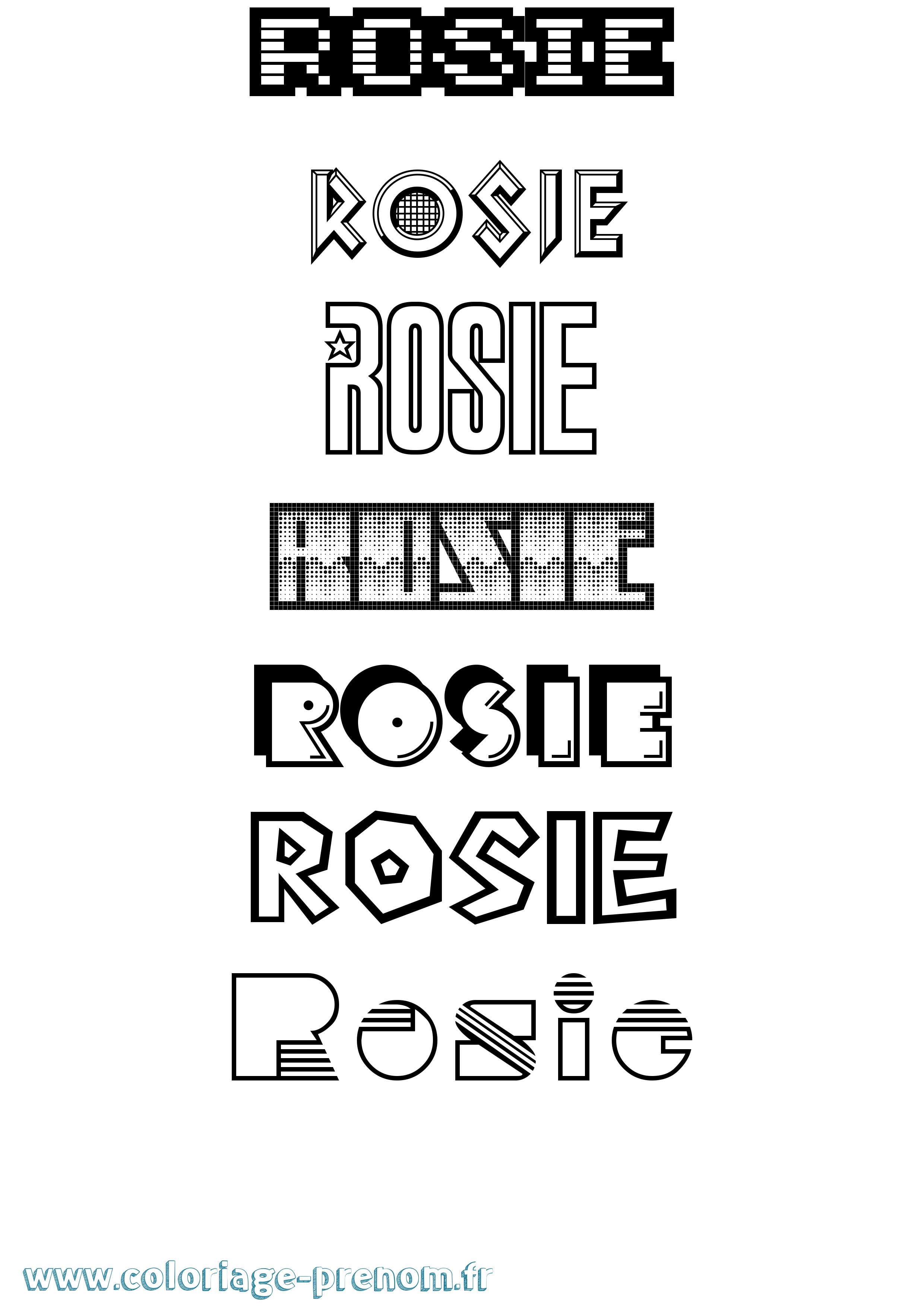 Coloriage prénom Rosie Jeux Vidéos