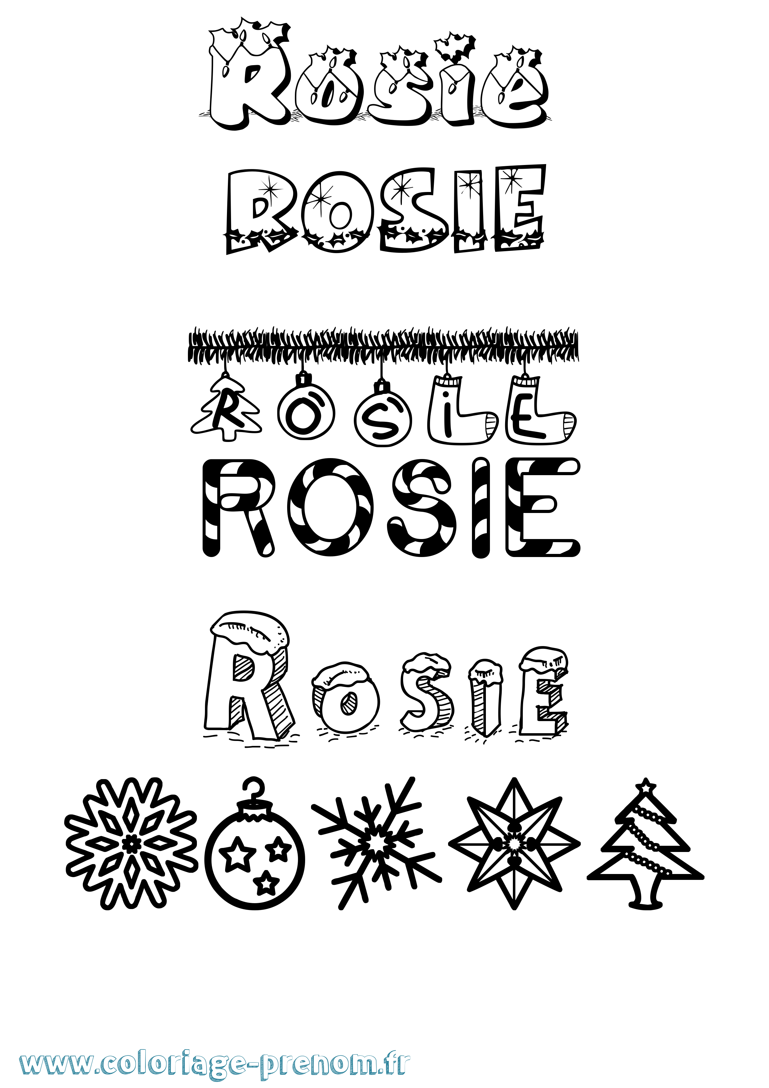 Coloriage prénom Rosie Noël