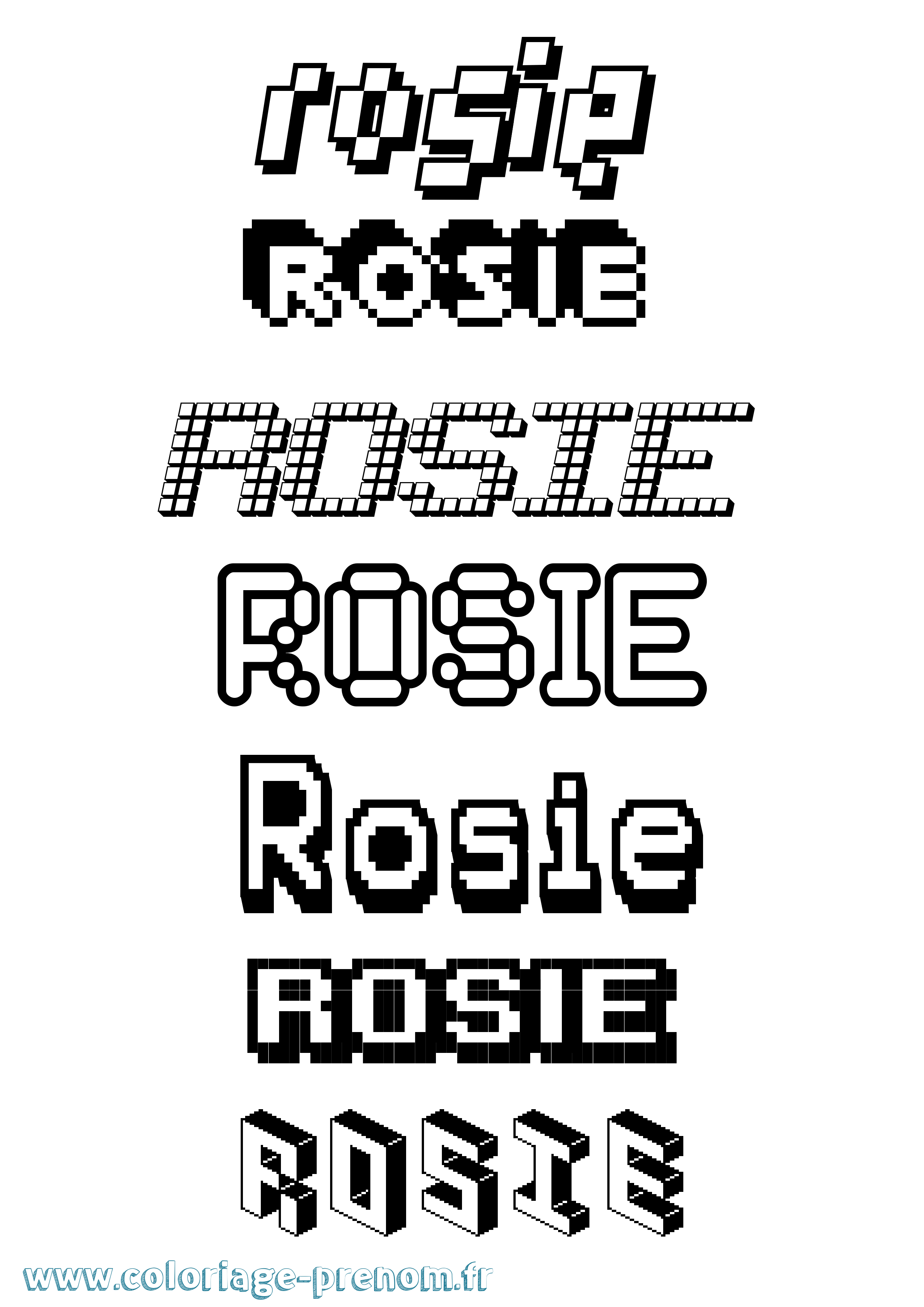 Coloriage prénom Rosie Pixel