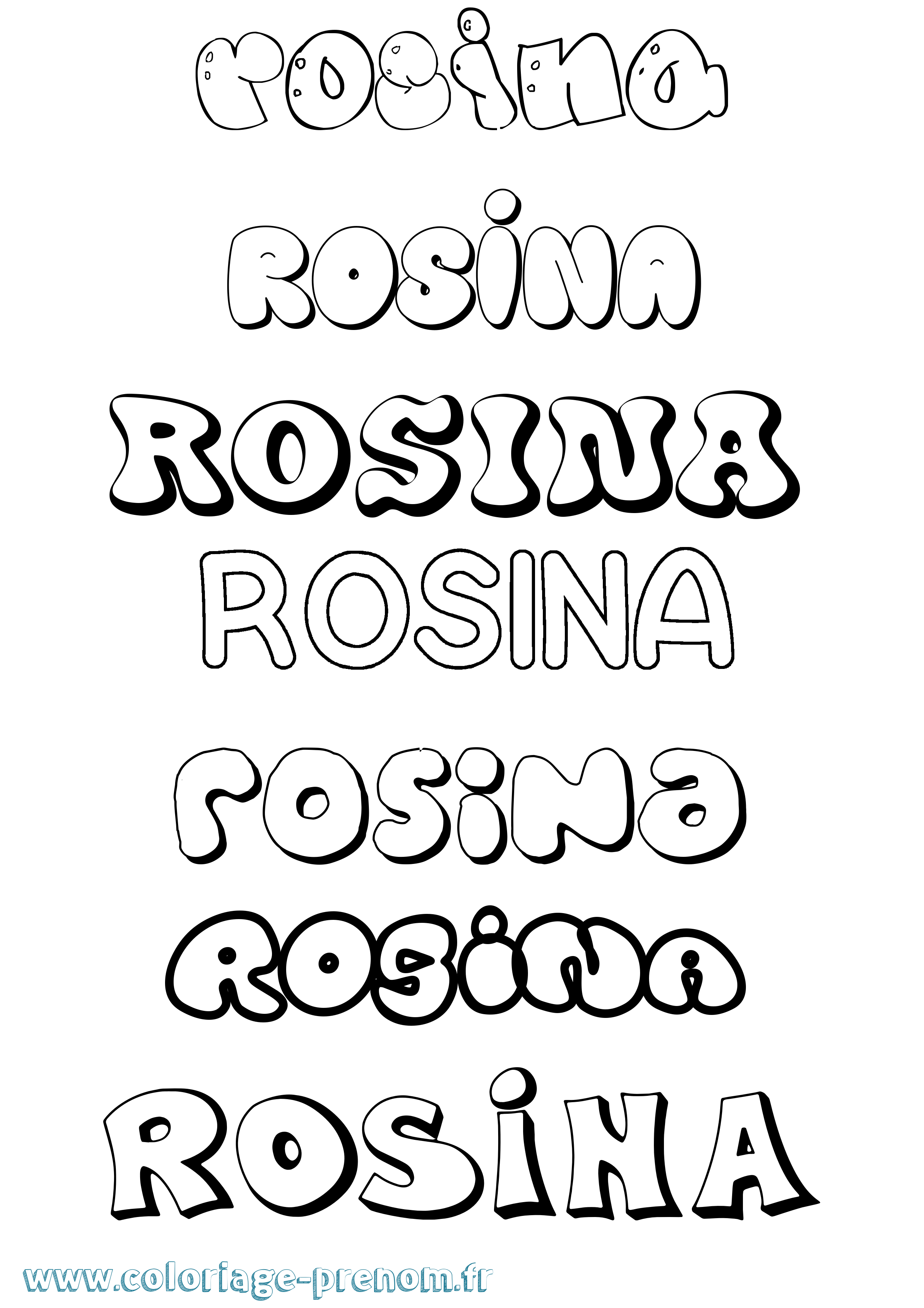 Coloriage Rosina Bubble Coloriage prénom Rosina Bubble