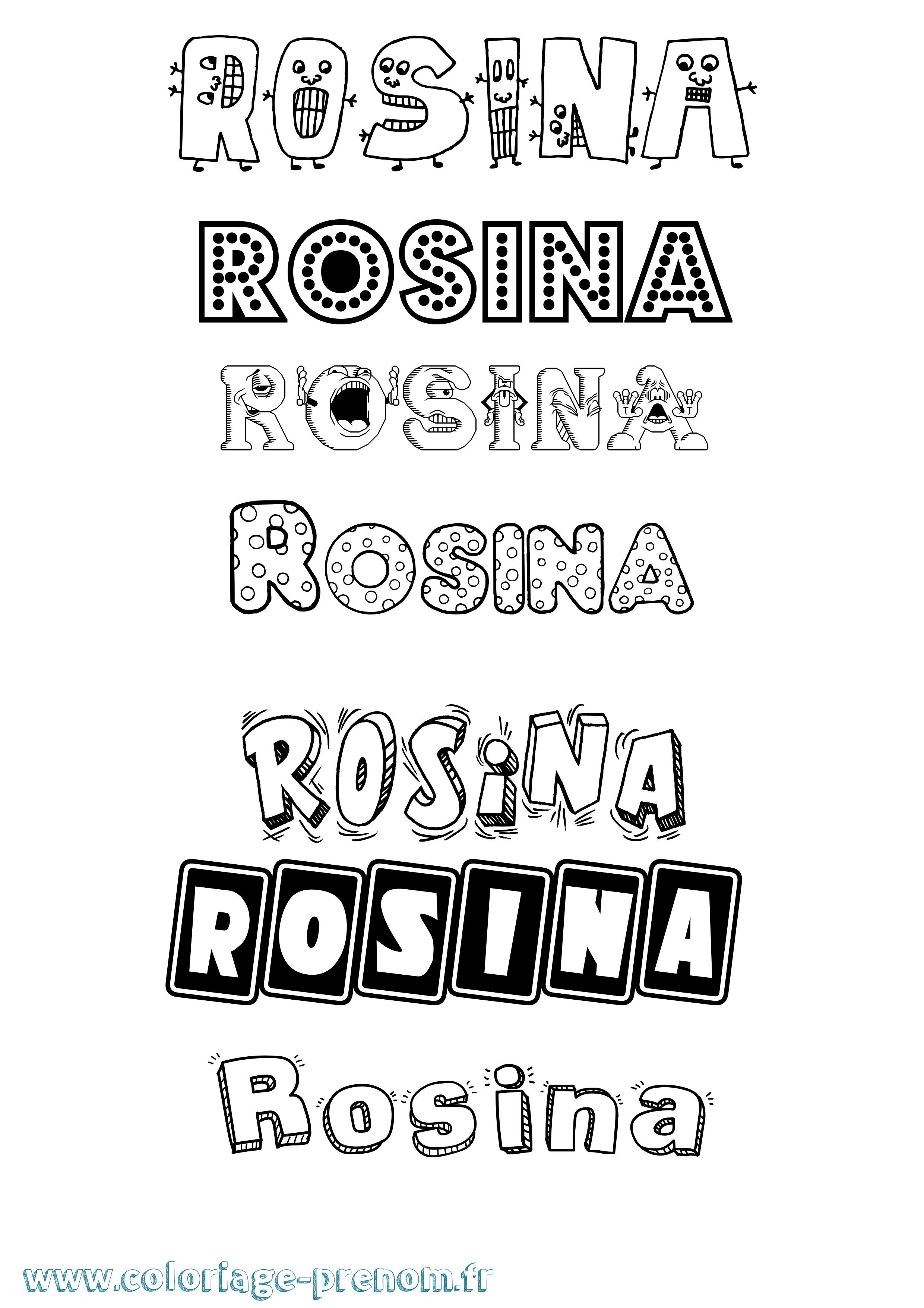 Coloriage Rosina Fun Coloriage prénom Rosina Fun