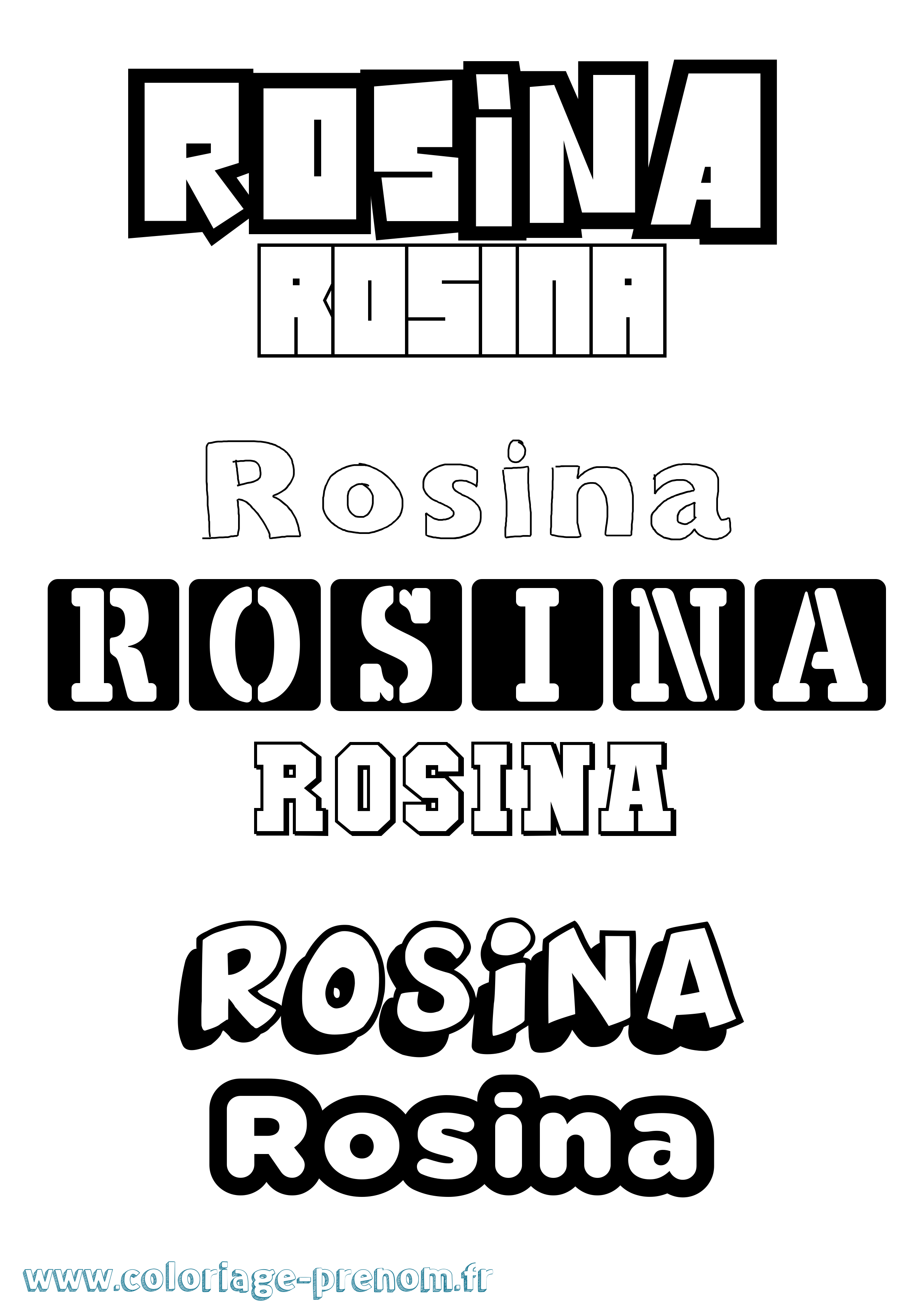 Coloriage Rosina Simple Coloriage prénom Rosina Simple