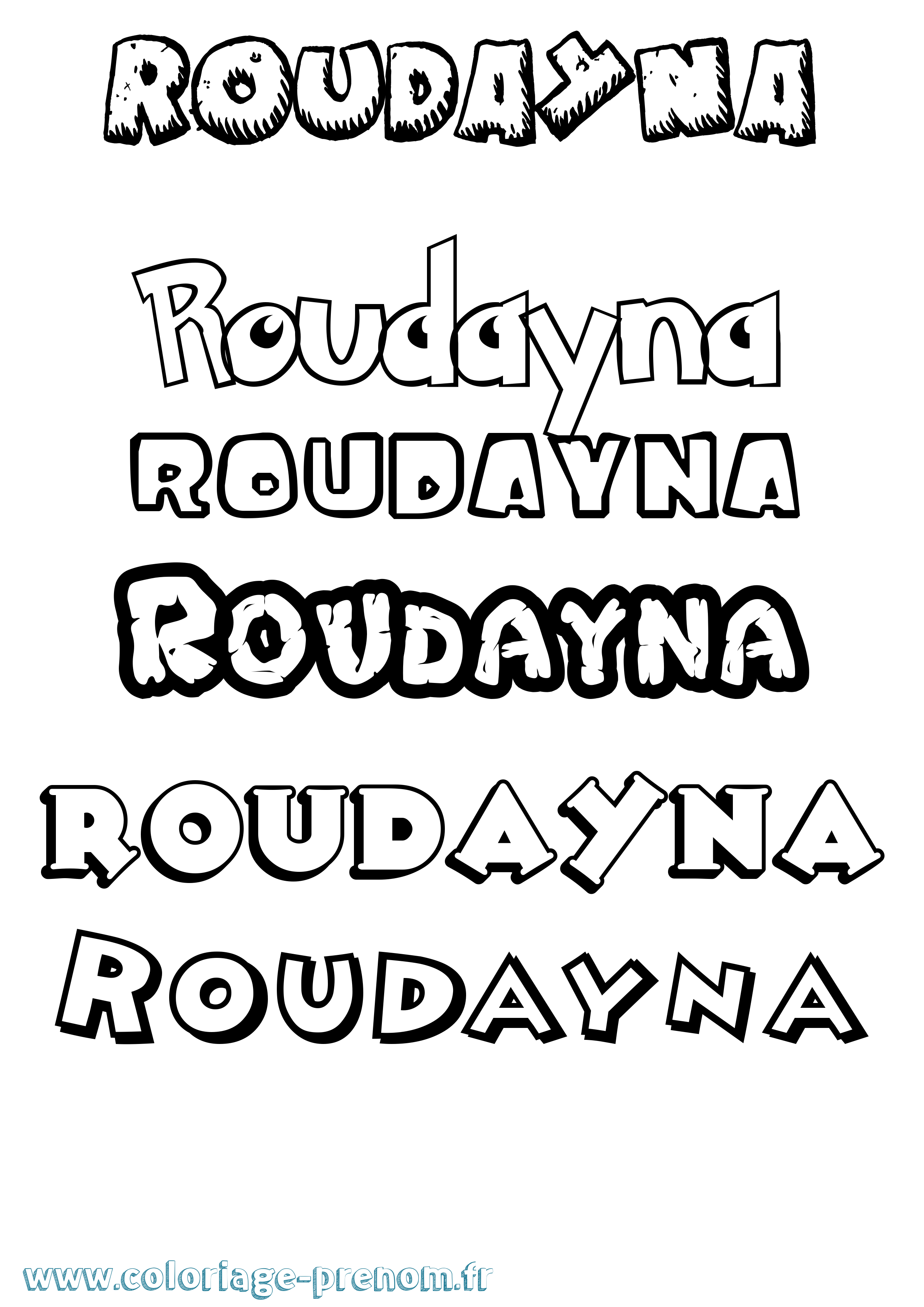 Coloriage prénom Roudayna Dessin Animé
