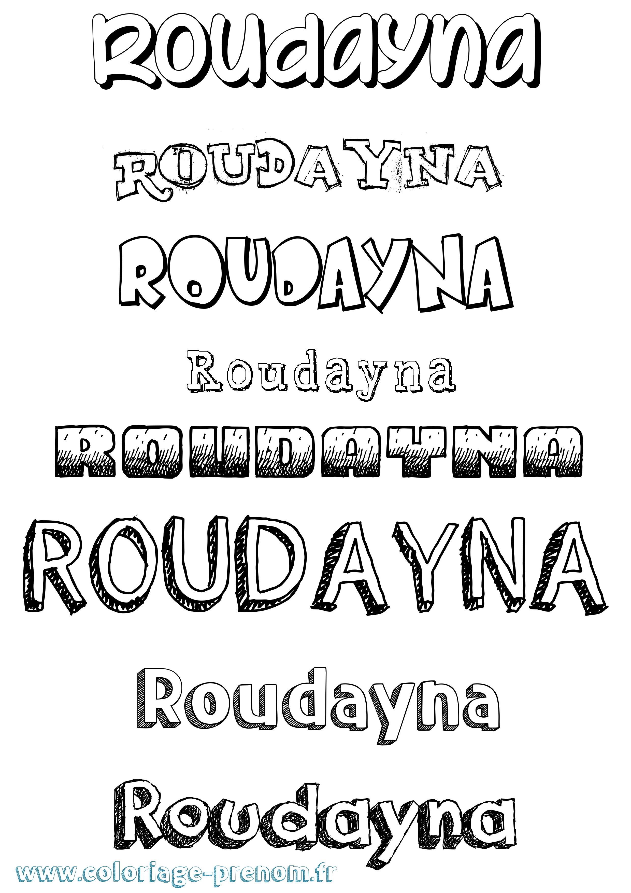 Coloriage prénom Roudayna Dessiné