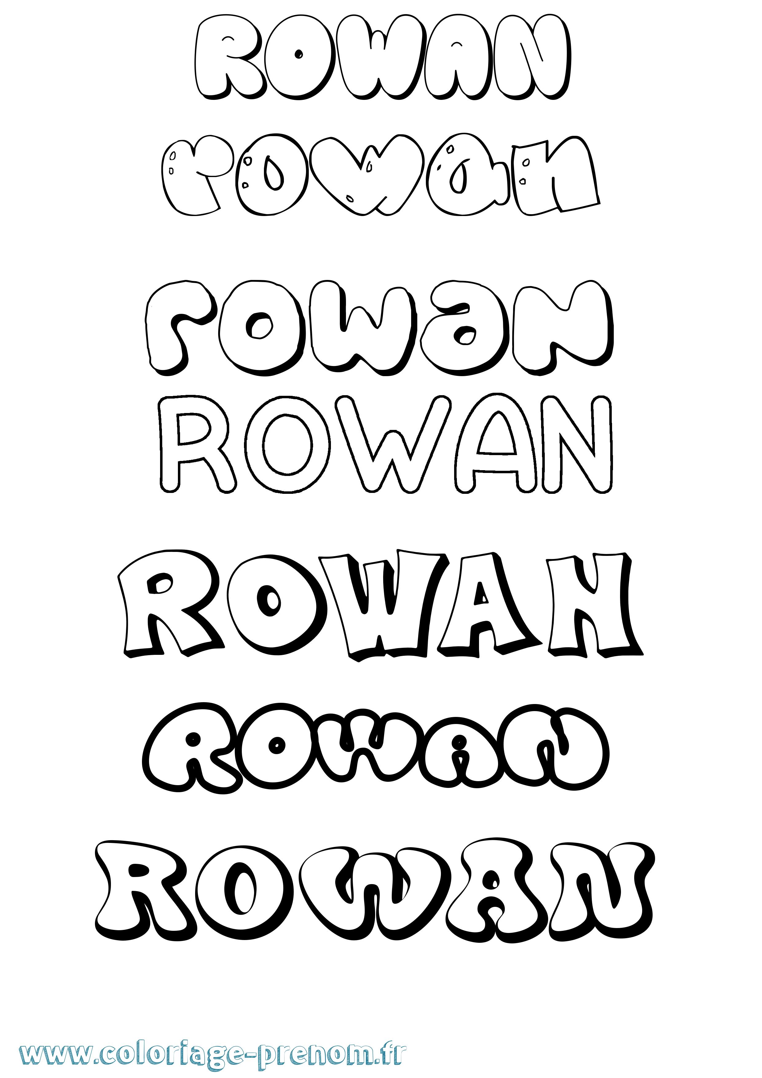 Coloriage prénom Rowan Bubble