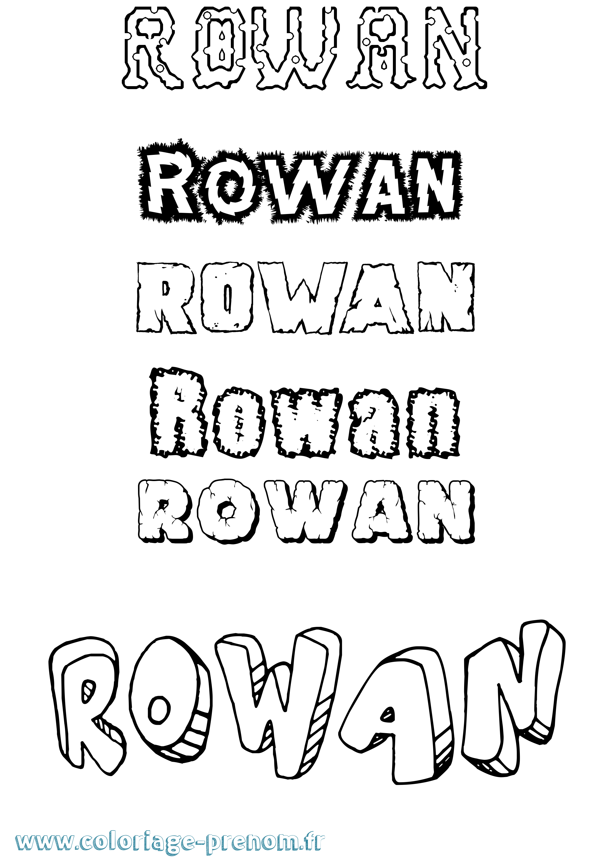 Coloriage prénom Rowan Destructuré