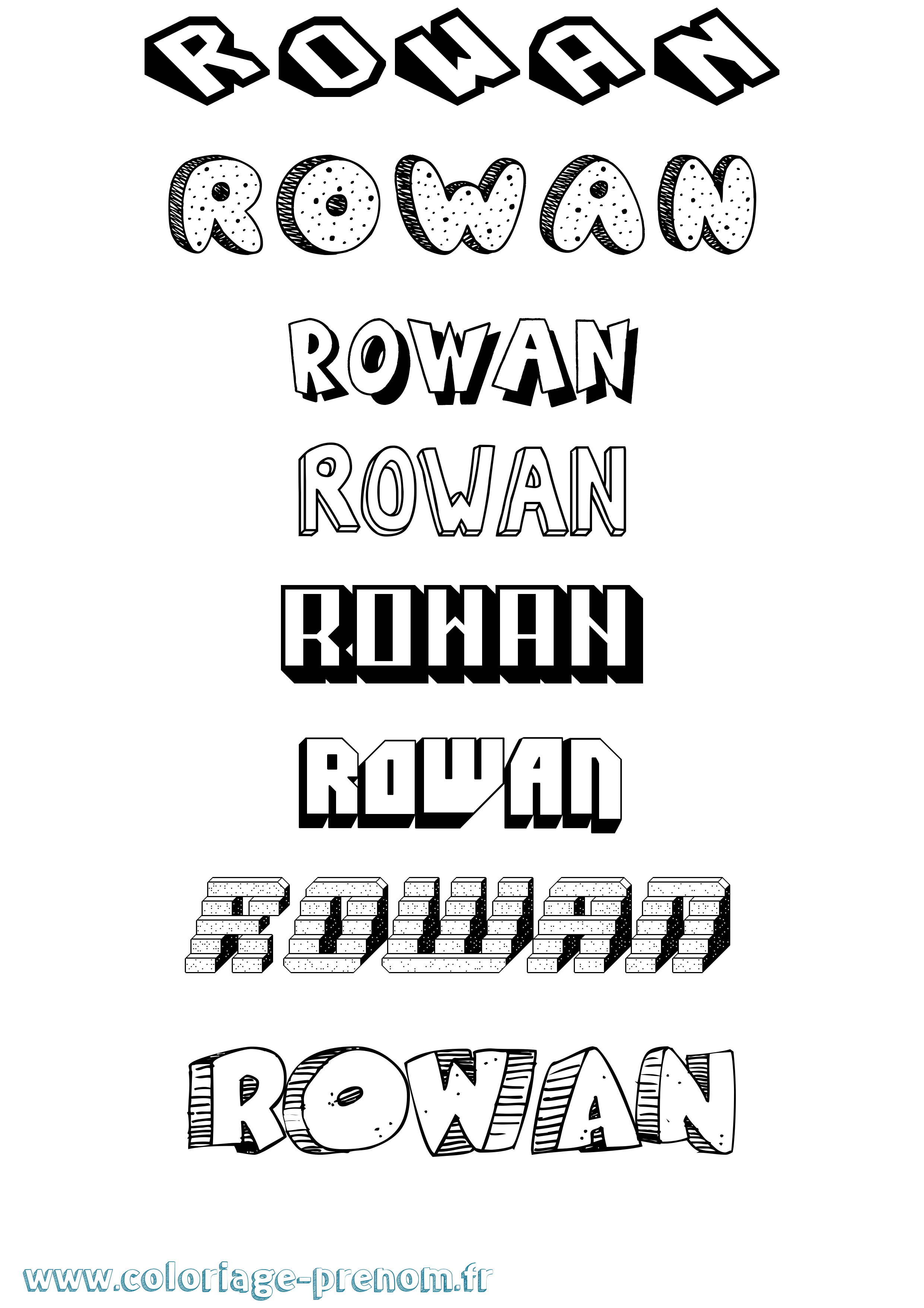 Coloriage prénom Rowan Effet 3D