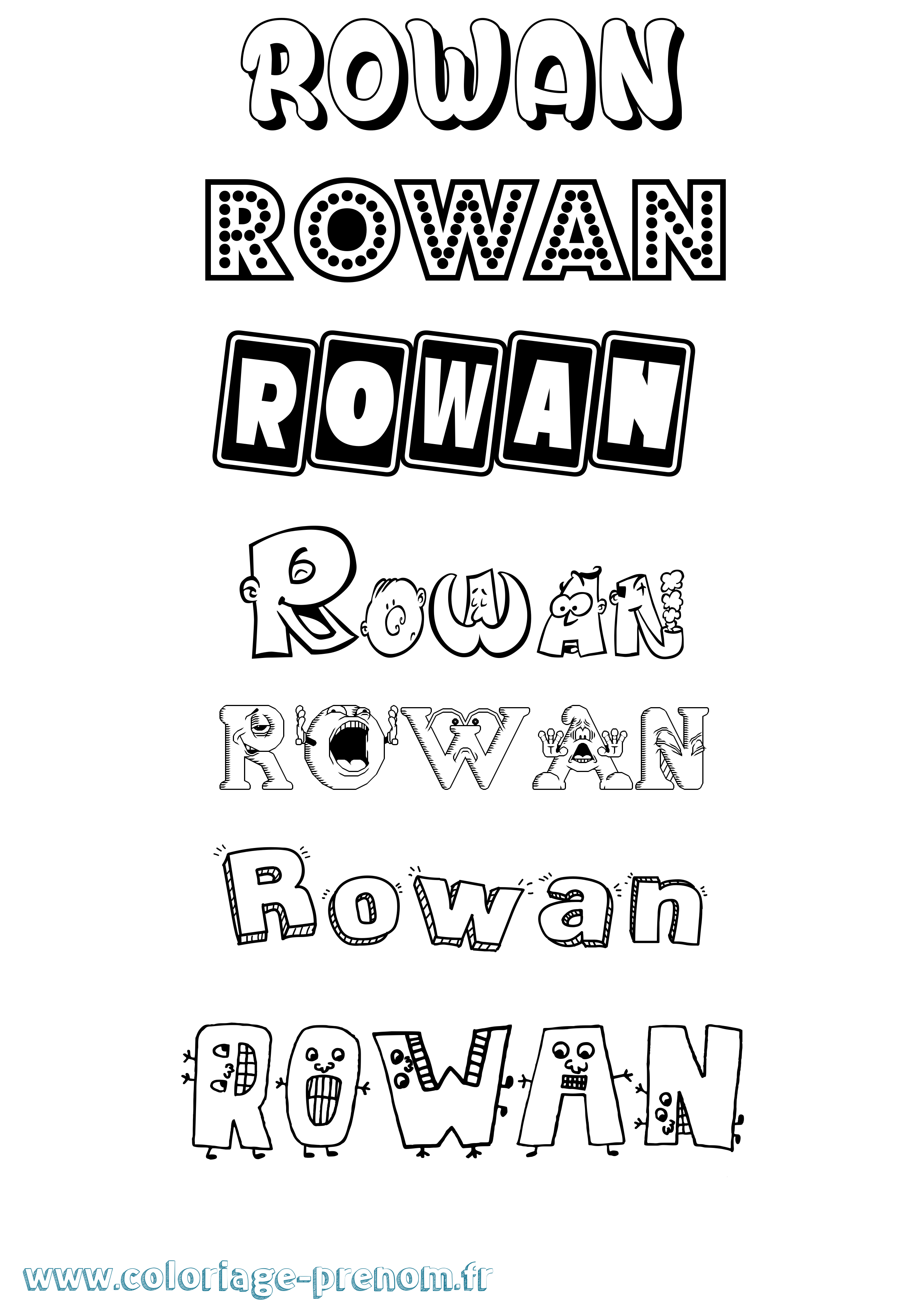 Coloriage prénom Rowan Fun