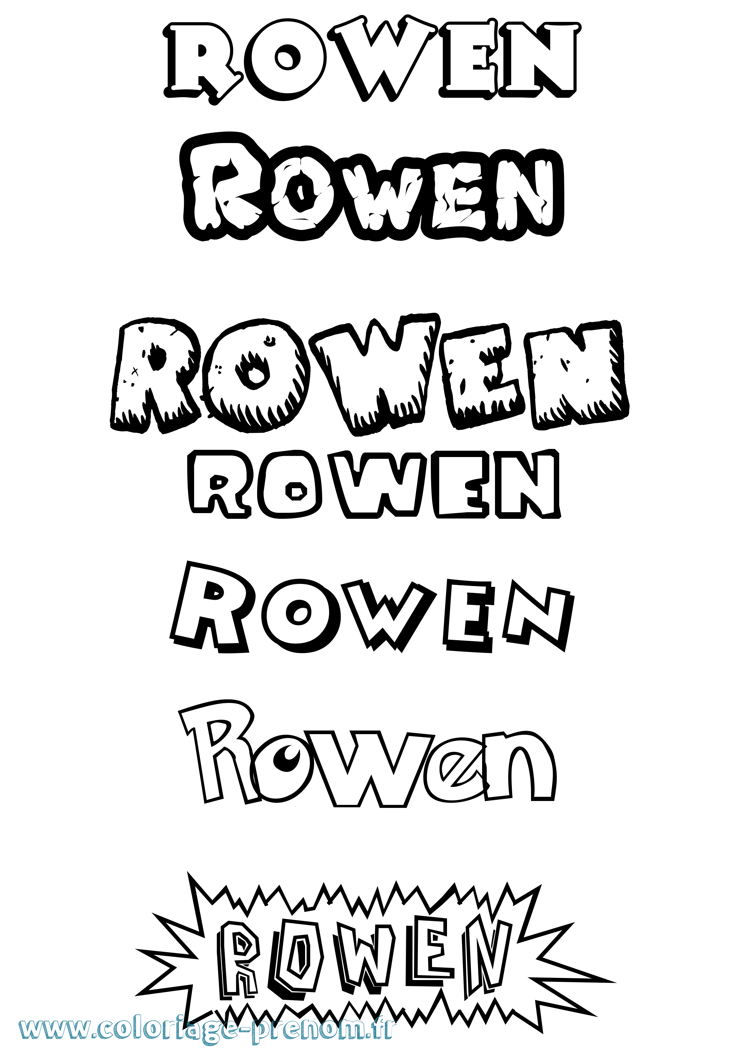 Coloriage prénom Rowen Dessin Animé