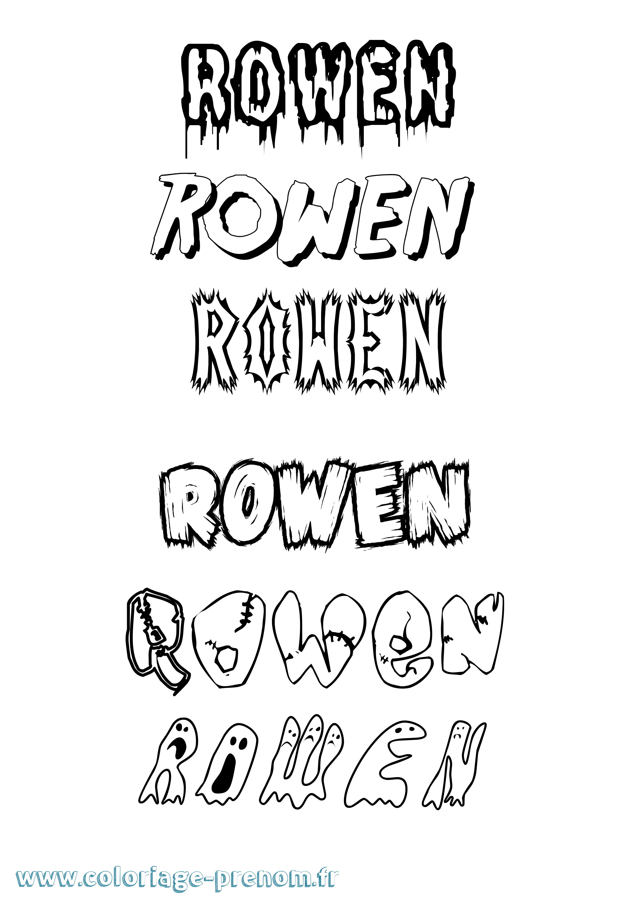 Coloriage prénom Rowen Frisson