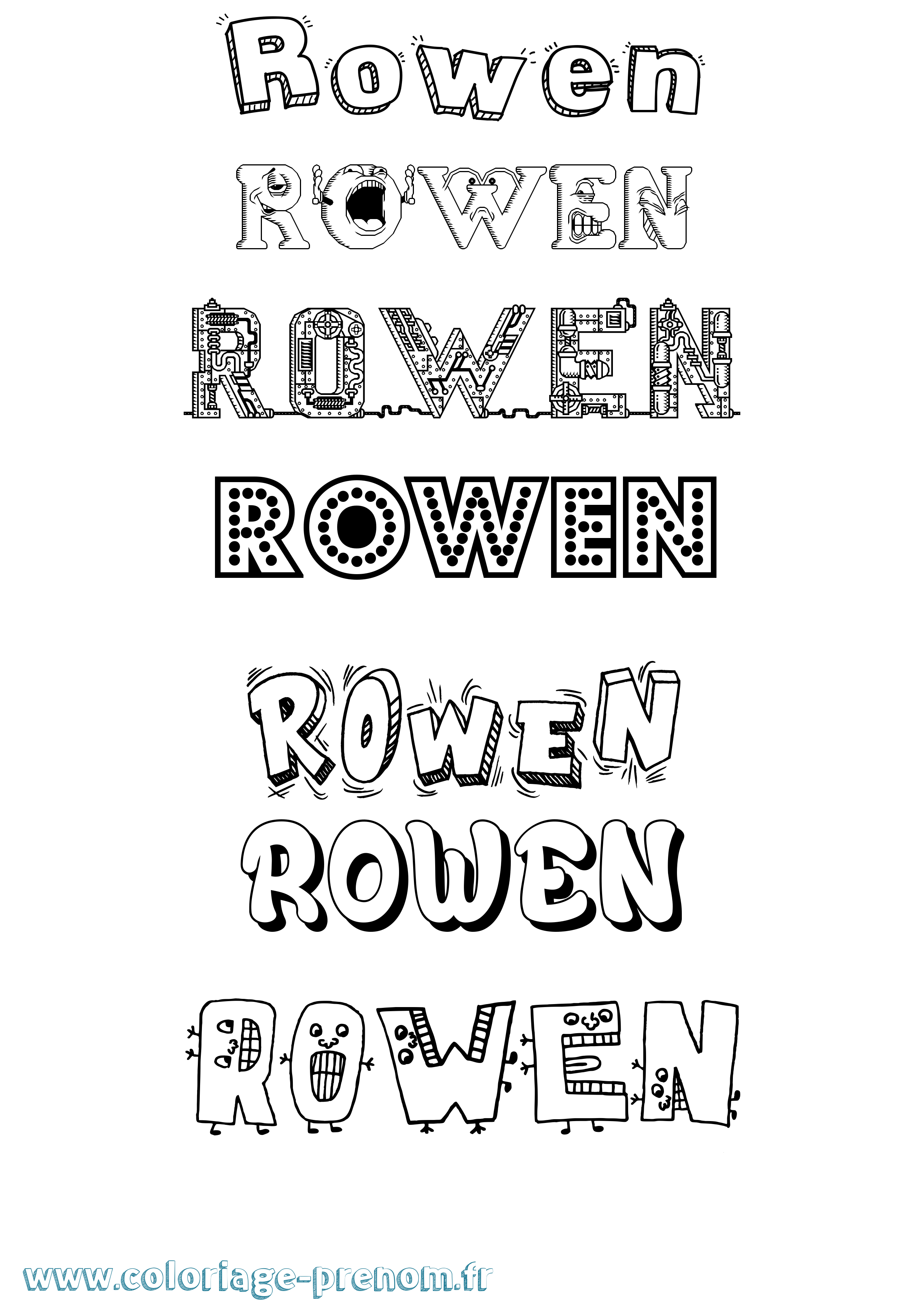 Coloriage prénom Rowen Fun