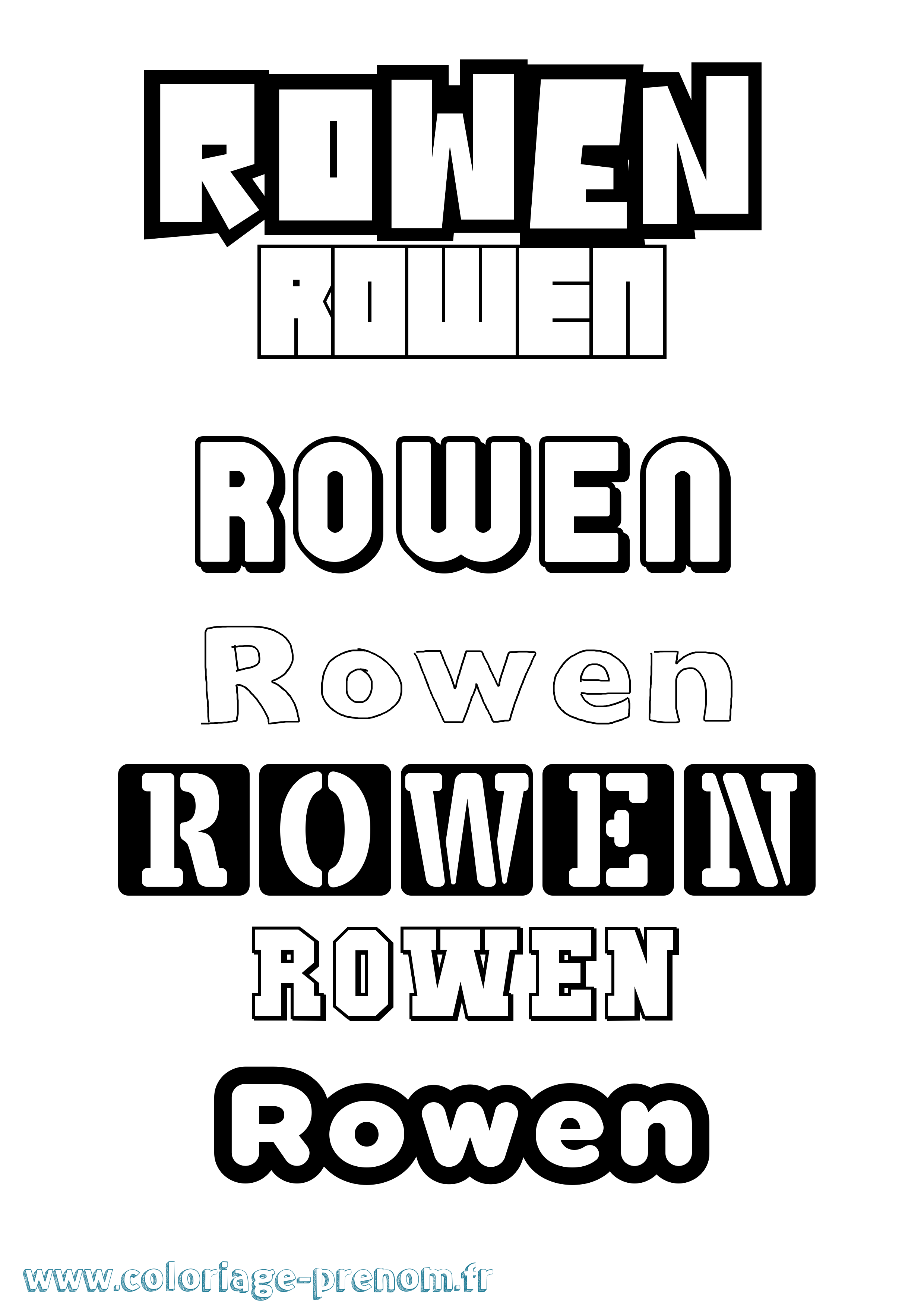 Coloriage prénom Rowen Simple