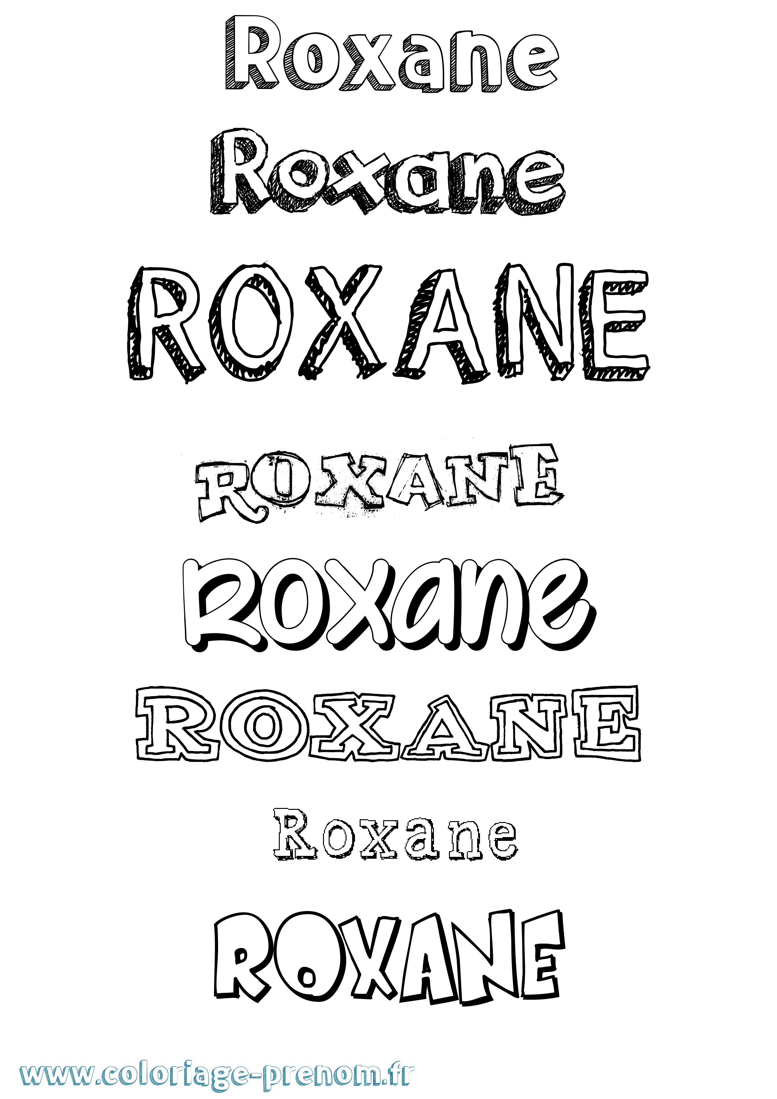 Coloriage prénom Roxane Dessiné