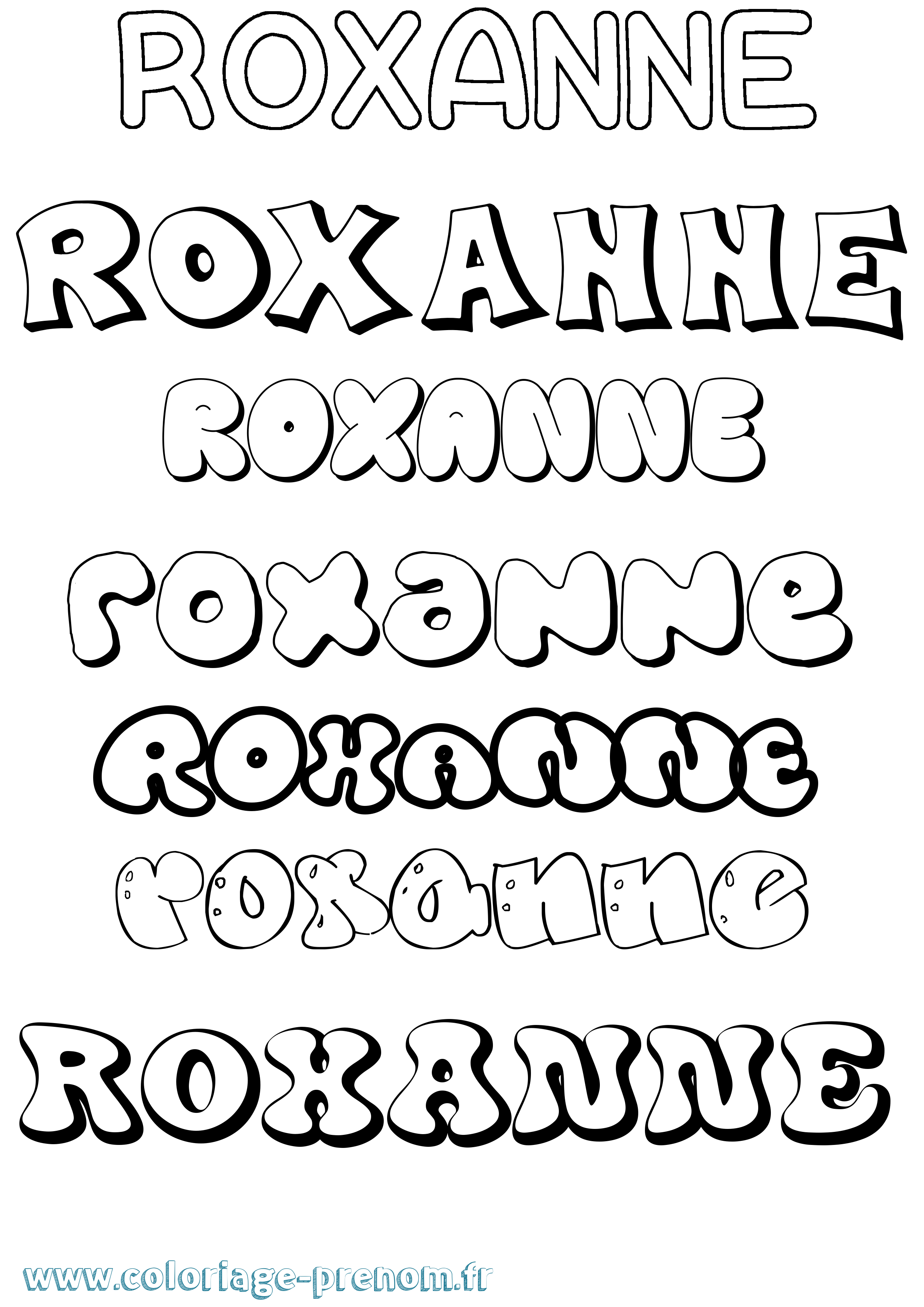 Coloriage Roxanne Bubble Coloriage prénom Roxanne Bubble