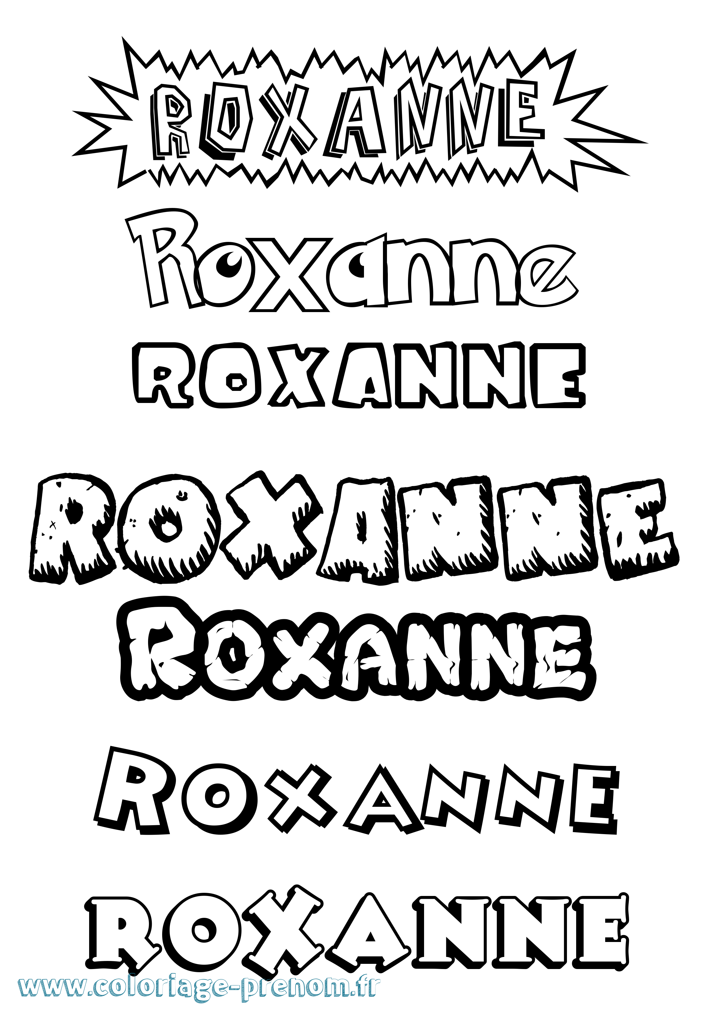 Coloriage prénom Roxanne Dessin Animé