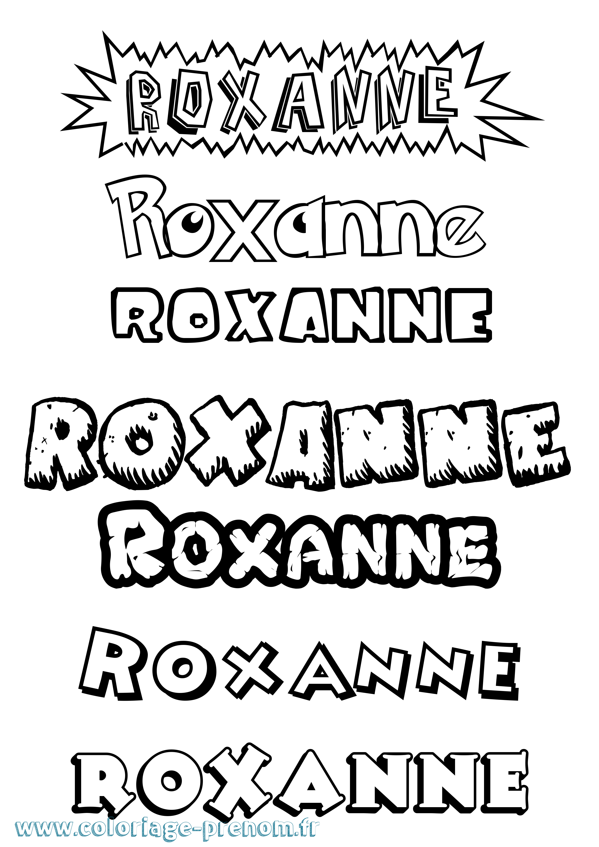 Coloriage Roxanne Dessin Animé Coloriage prénom Roxanne Dessin Animé
