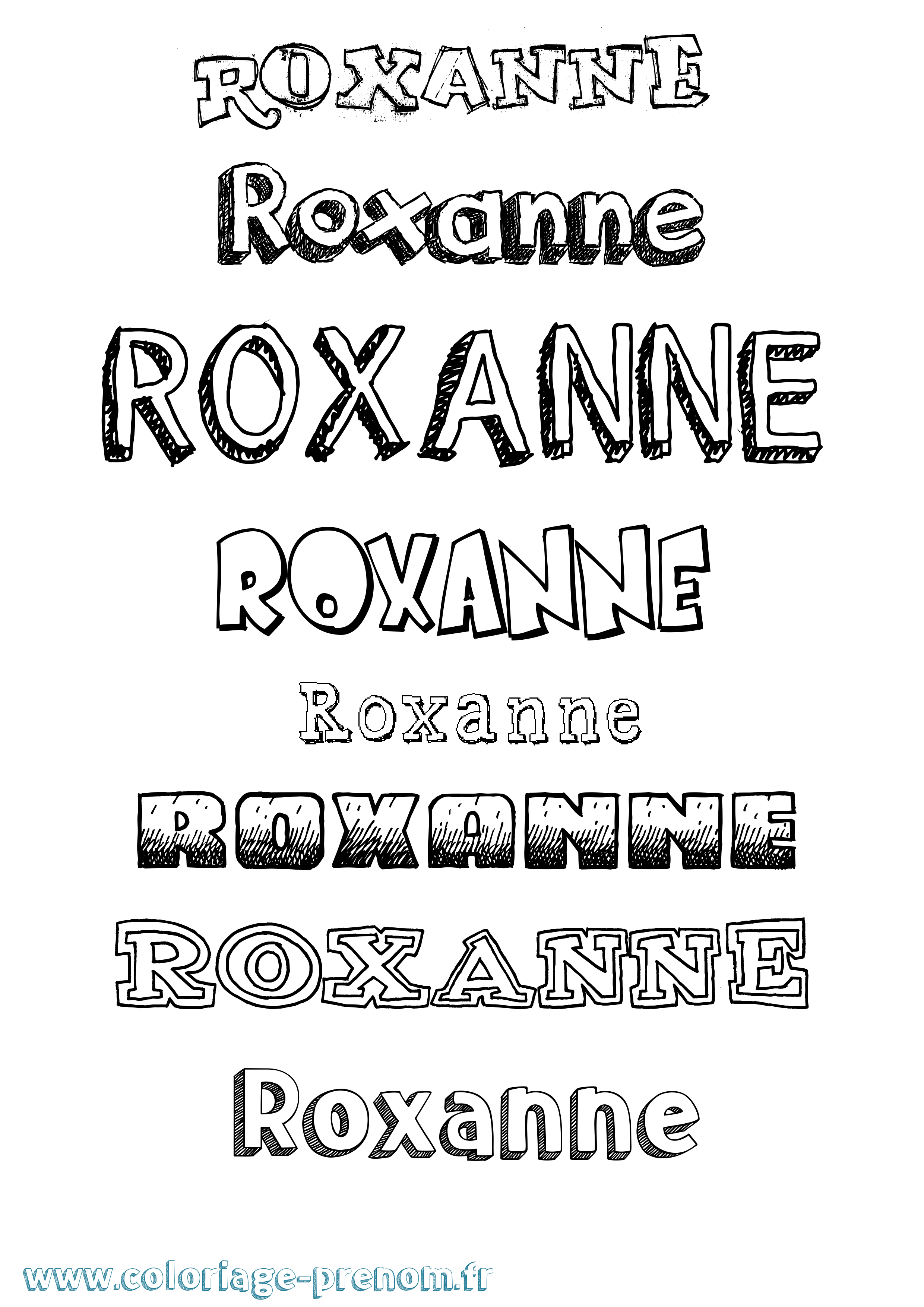 Coloriage Roxanne Dessiné Coloriage prénom Roxanne Dessiné