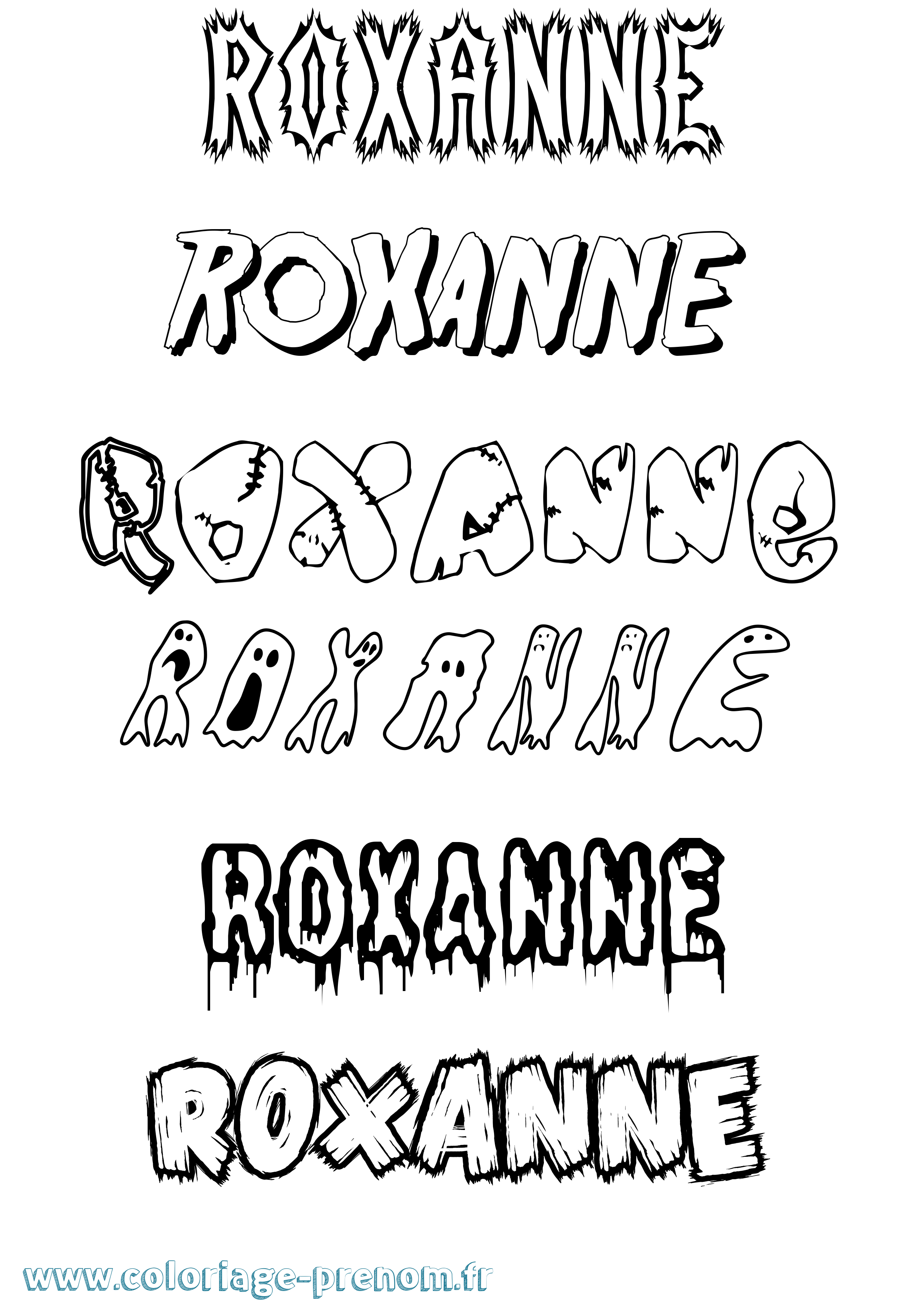 Coloriage Roxanne Frisson Coloriage prénom Roxanne Frisson