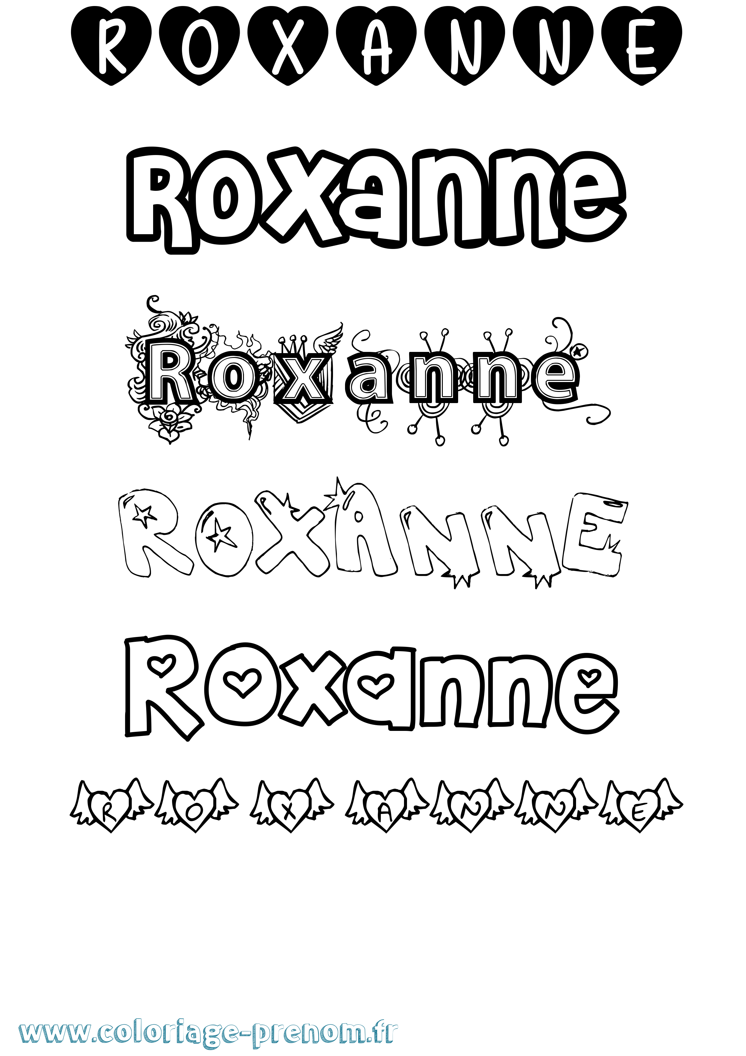 Coloriage Roxanne Girly Coloriage prénom Roxanne Girly