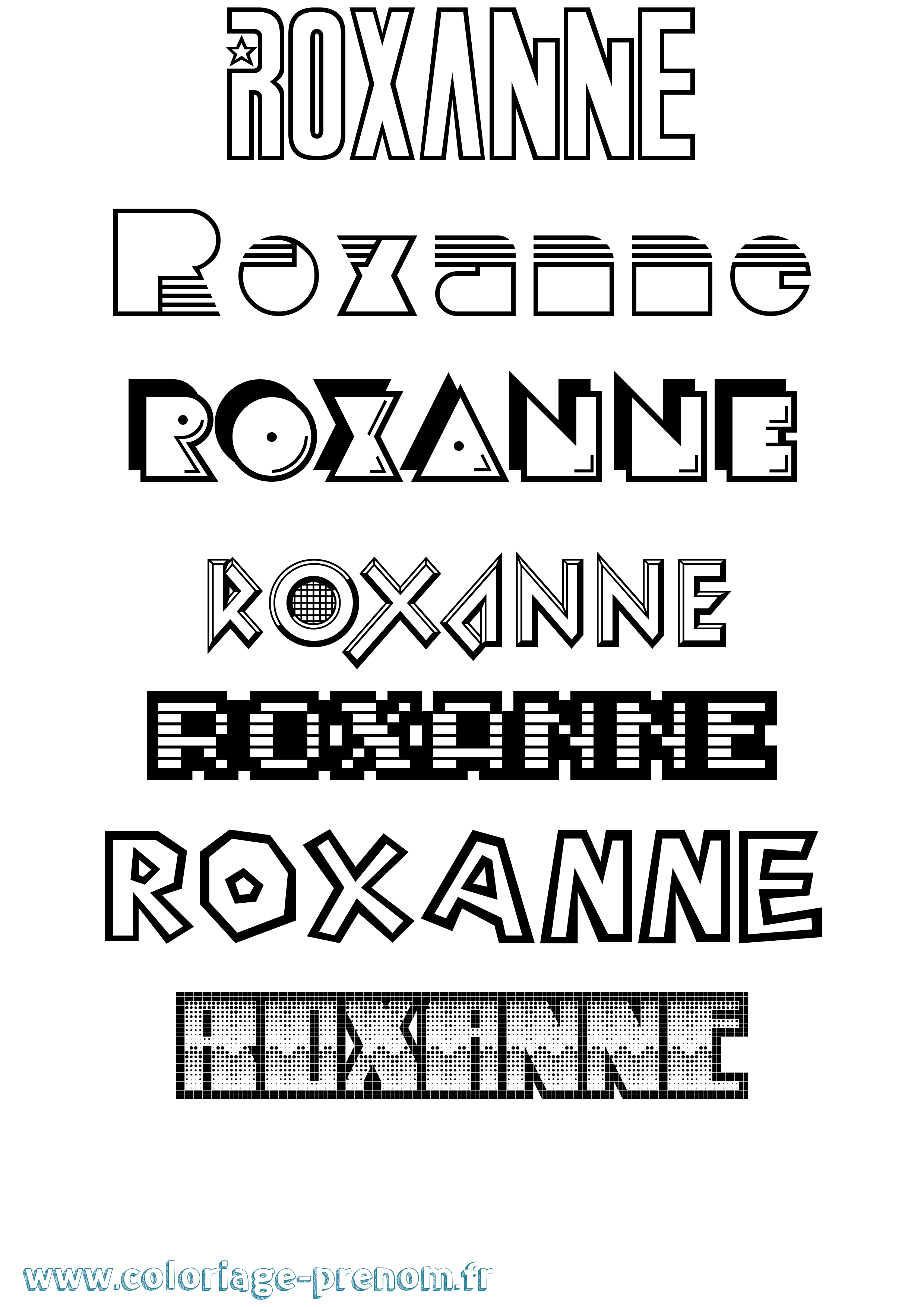 Coloriage prénom Roxanne Jeux Vidéos
