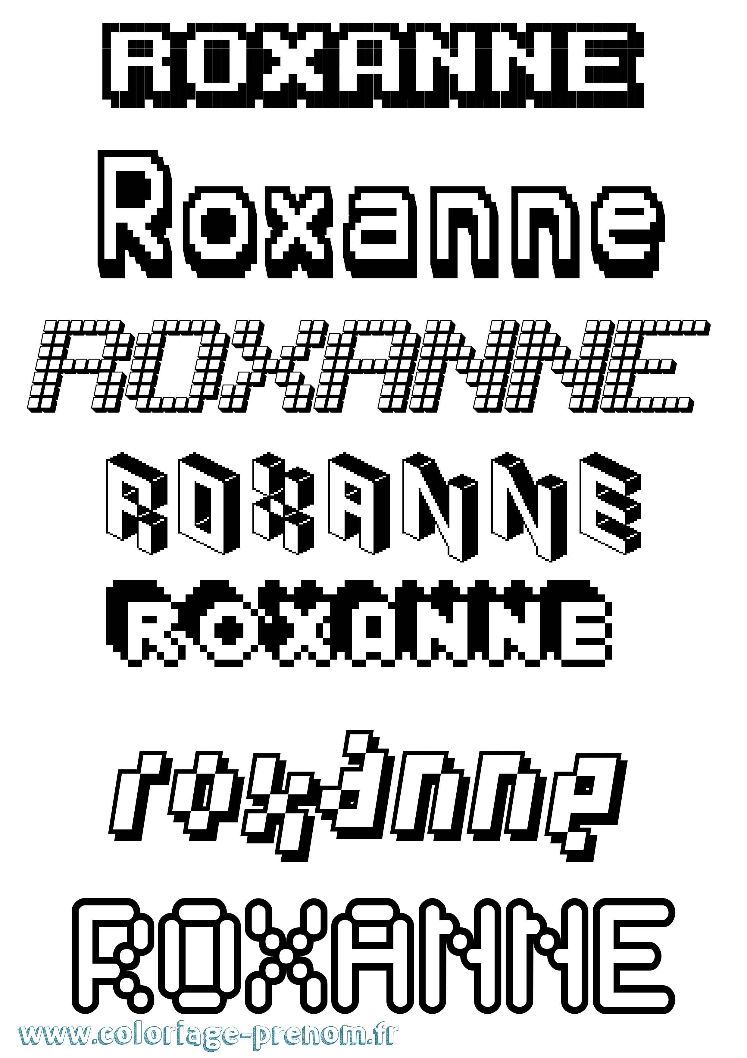 Coloriage Roxanne Pixel Coloriage prénom Roxanne Pixel