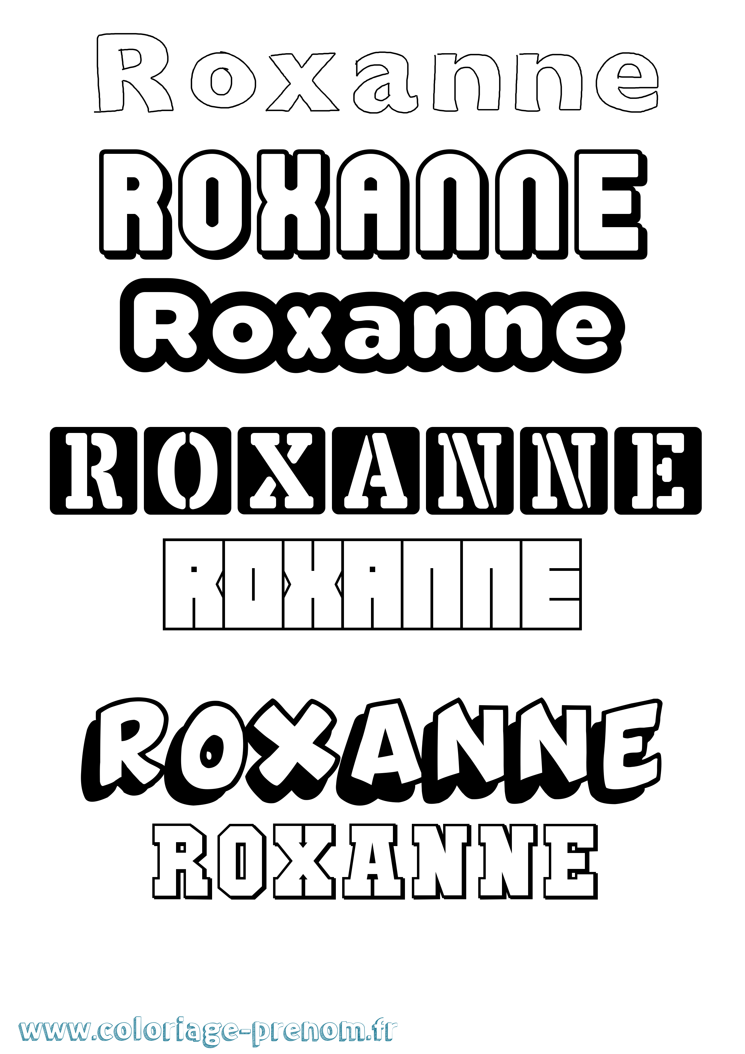 Coloriage prénom Roxanne Simple