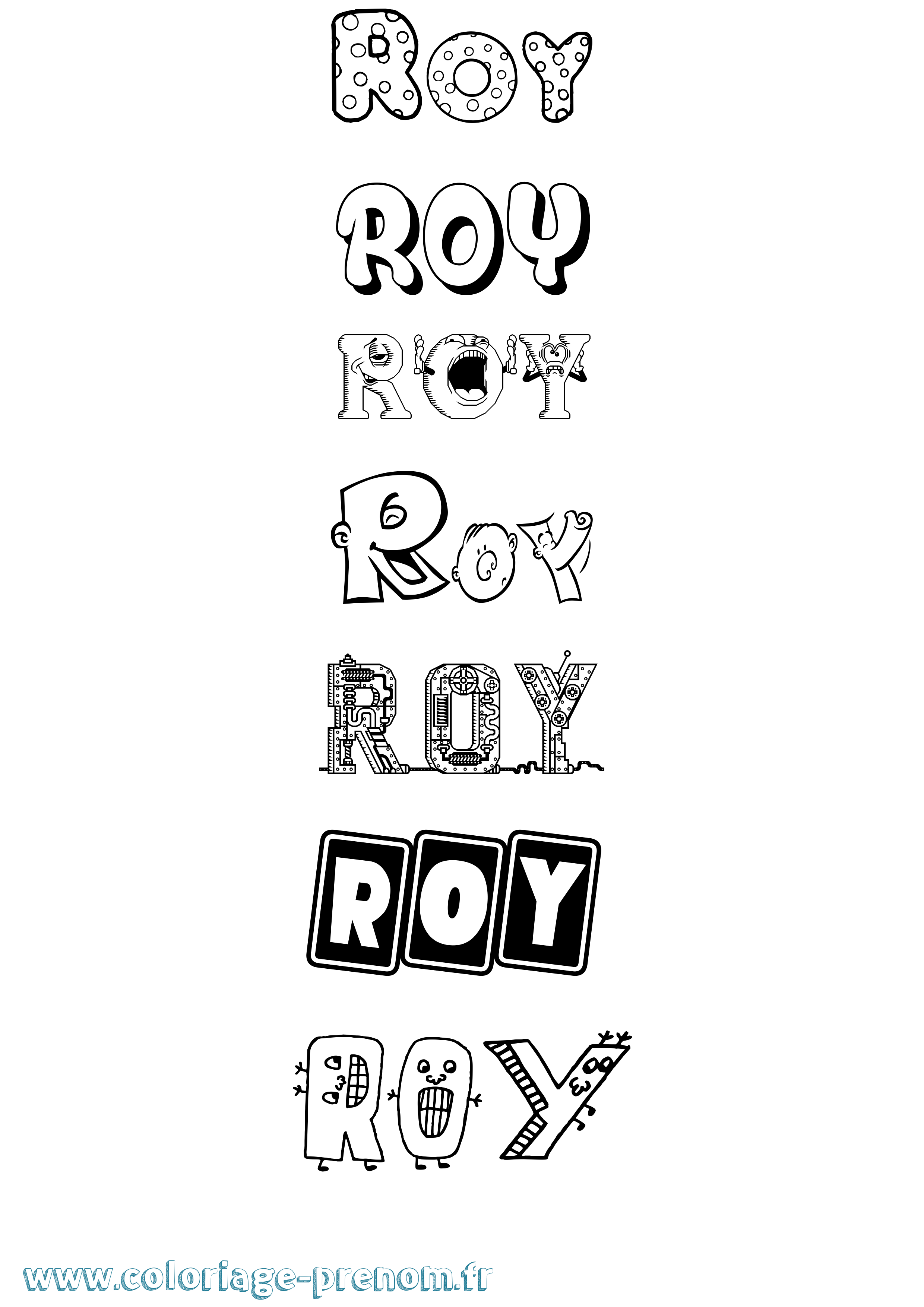 Coloriage prénom Roy
