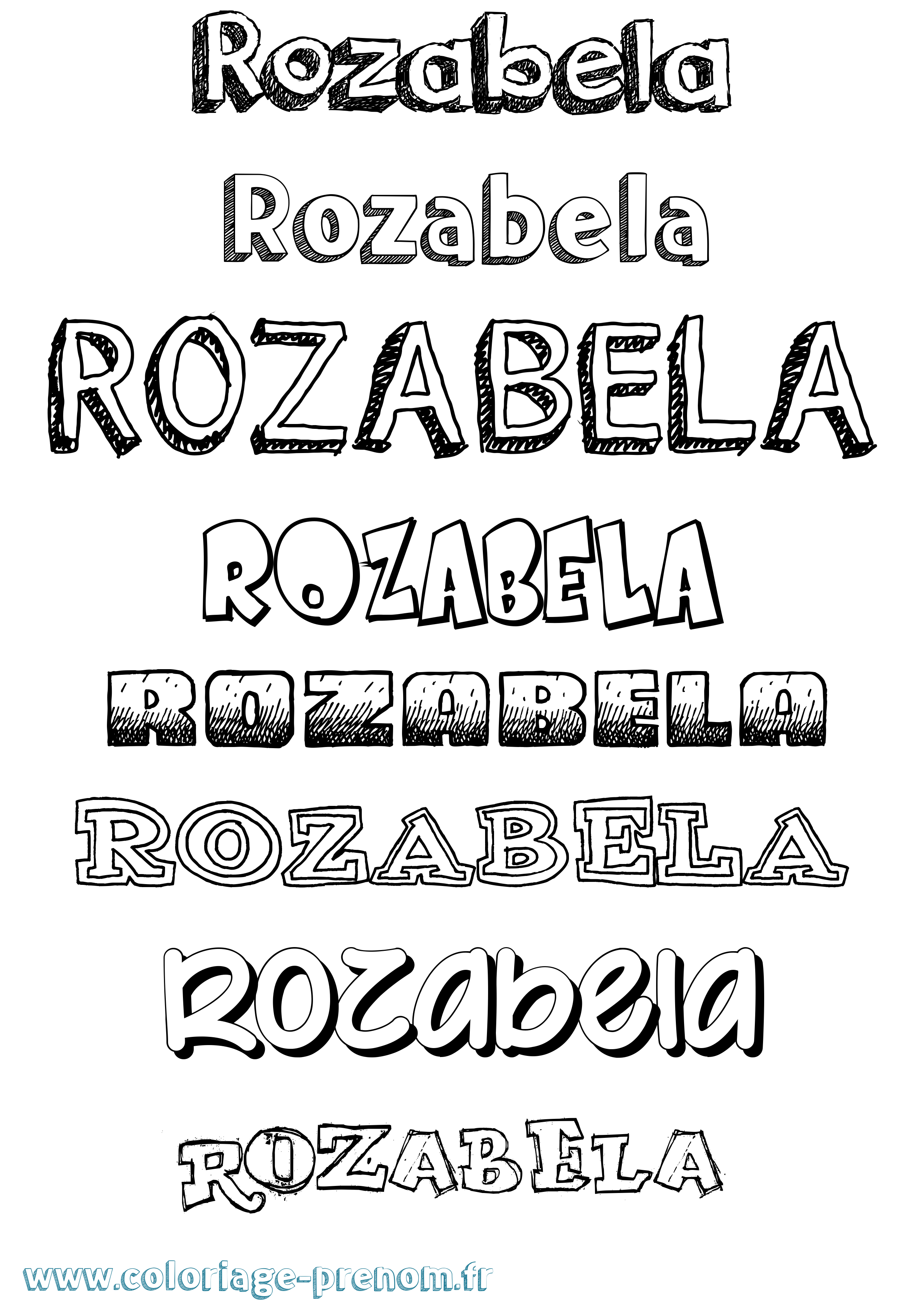 Coloriage prénom Rozabela Dessiné