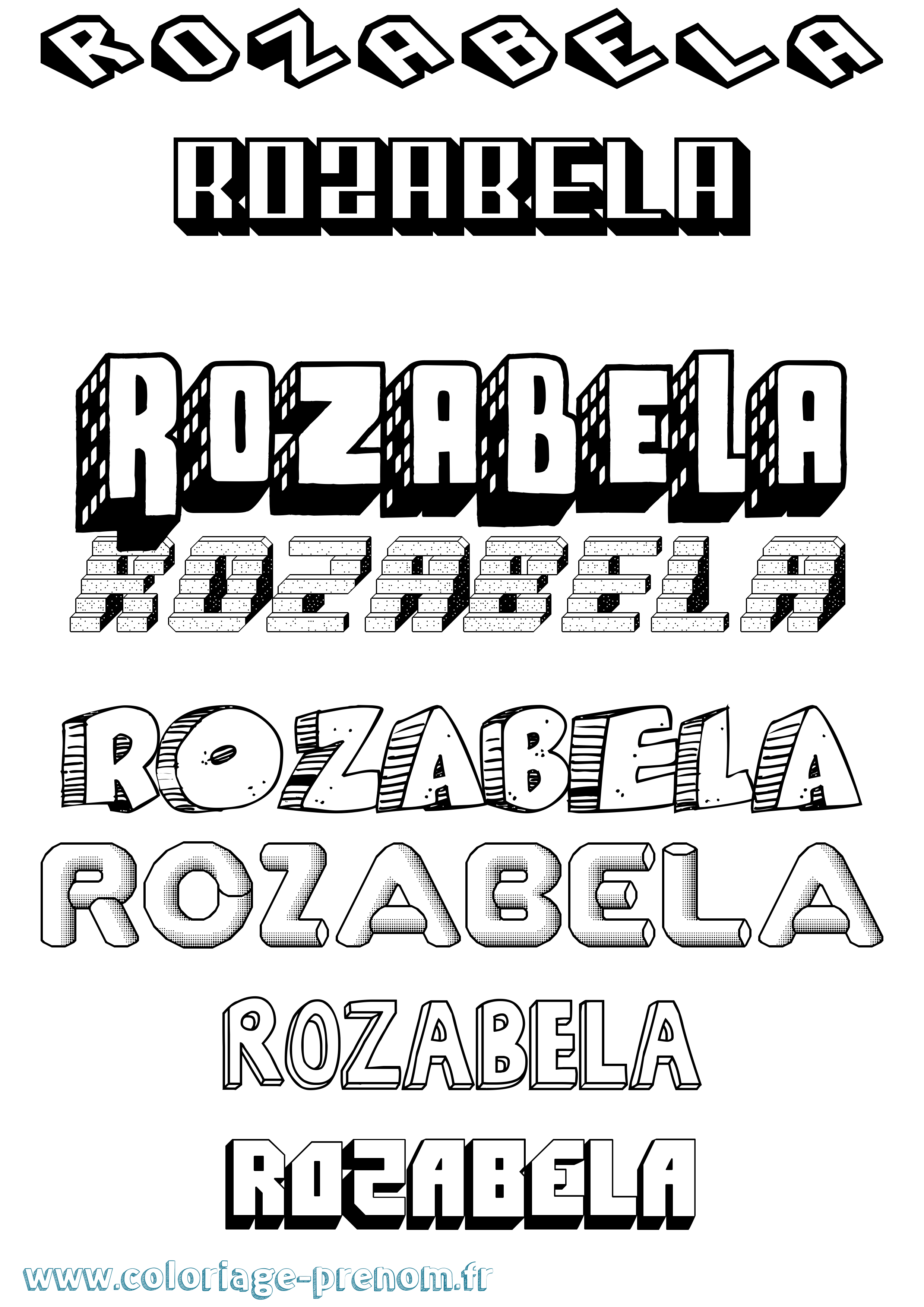 Coloriage prénom Rozabela Effet 3D