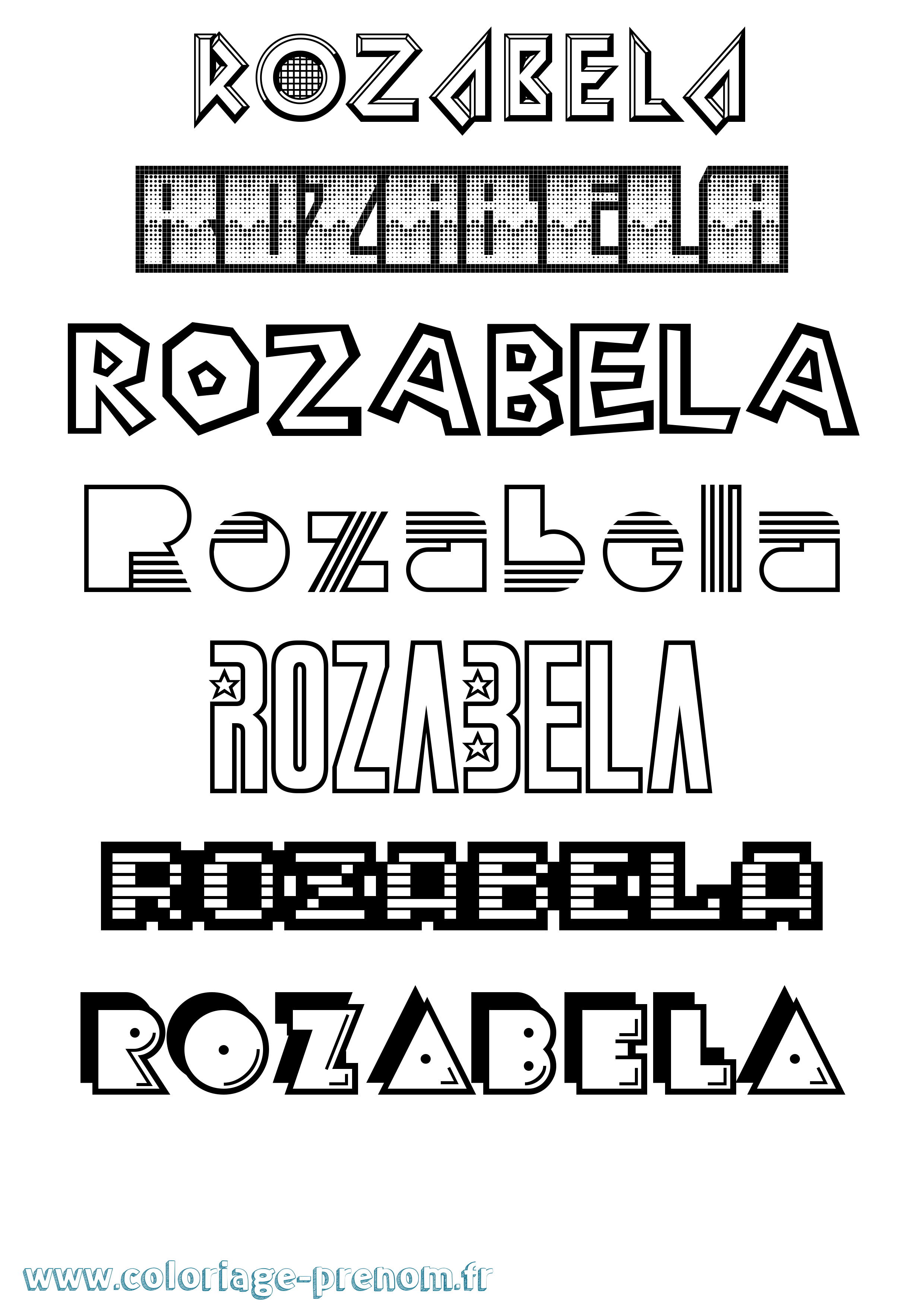 Coloriage prénom Rozabela Jeux Vidéos