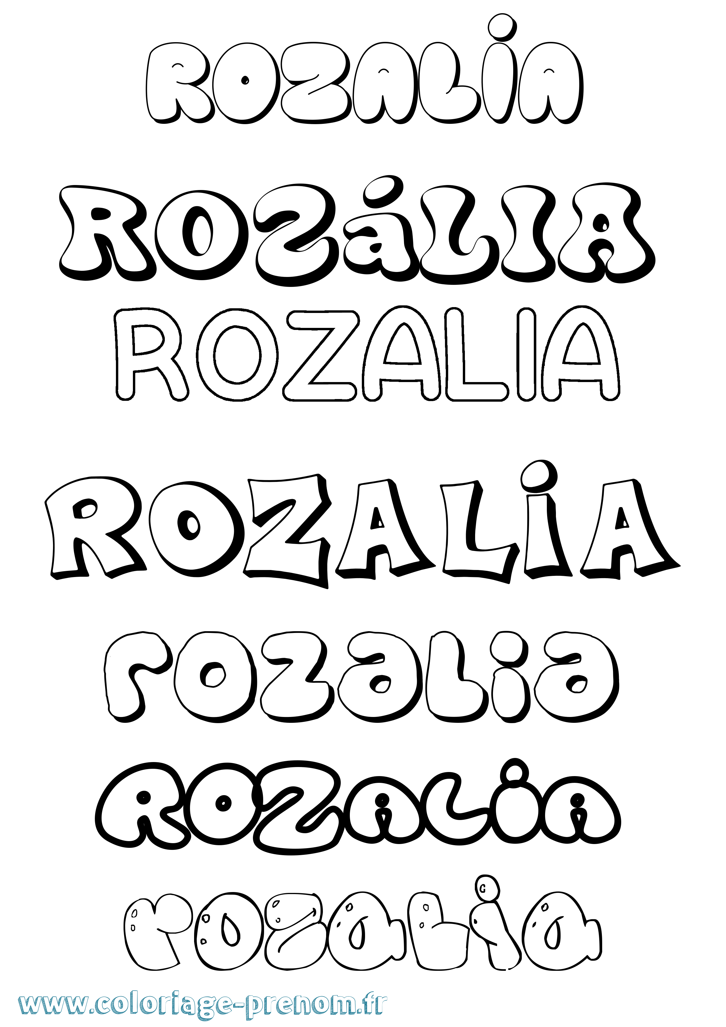 Coloriage Rozália Bubble Coloriage prénom Rozália Bubble