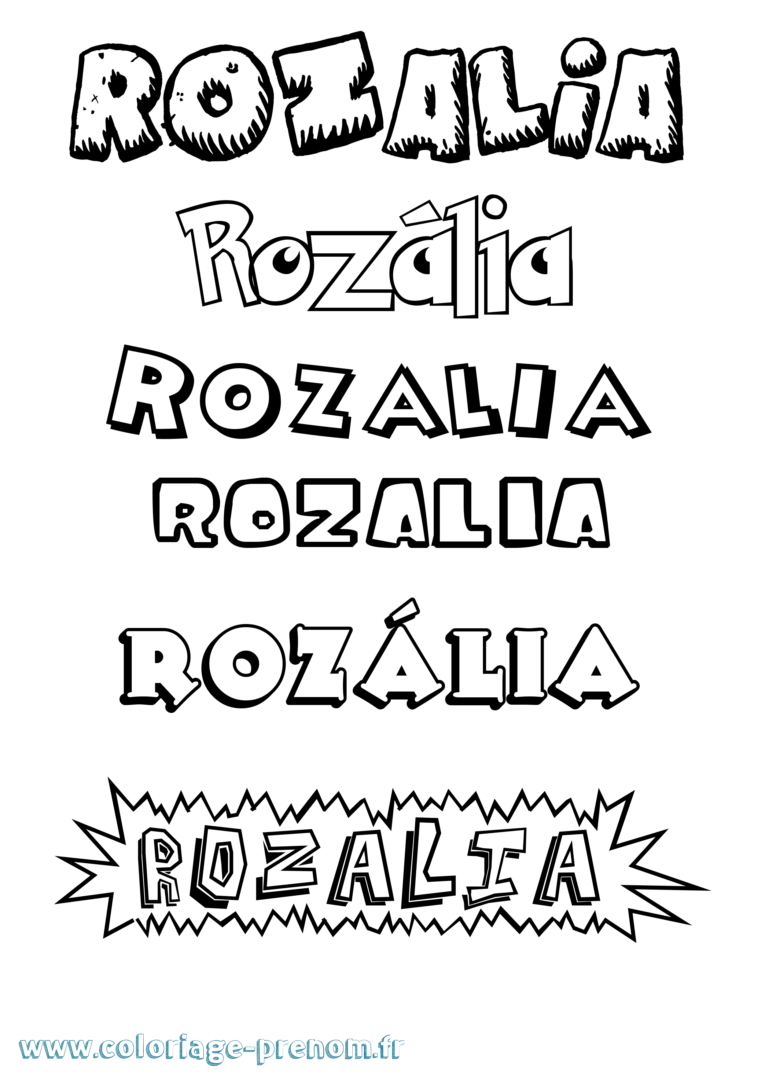 Coloriage Rozália Dessin Animé Coloriage prénom Rozália Dessin Animé