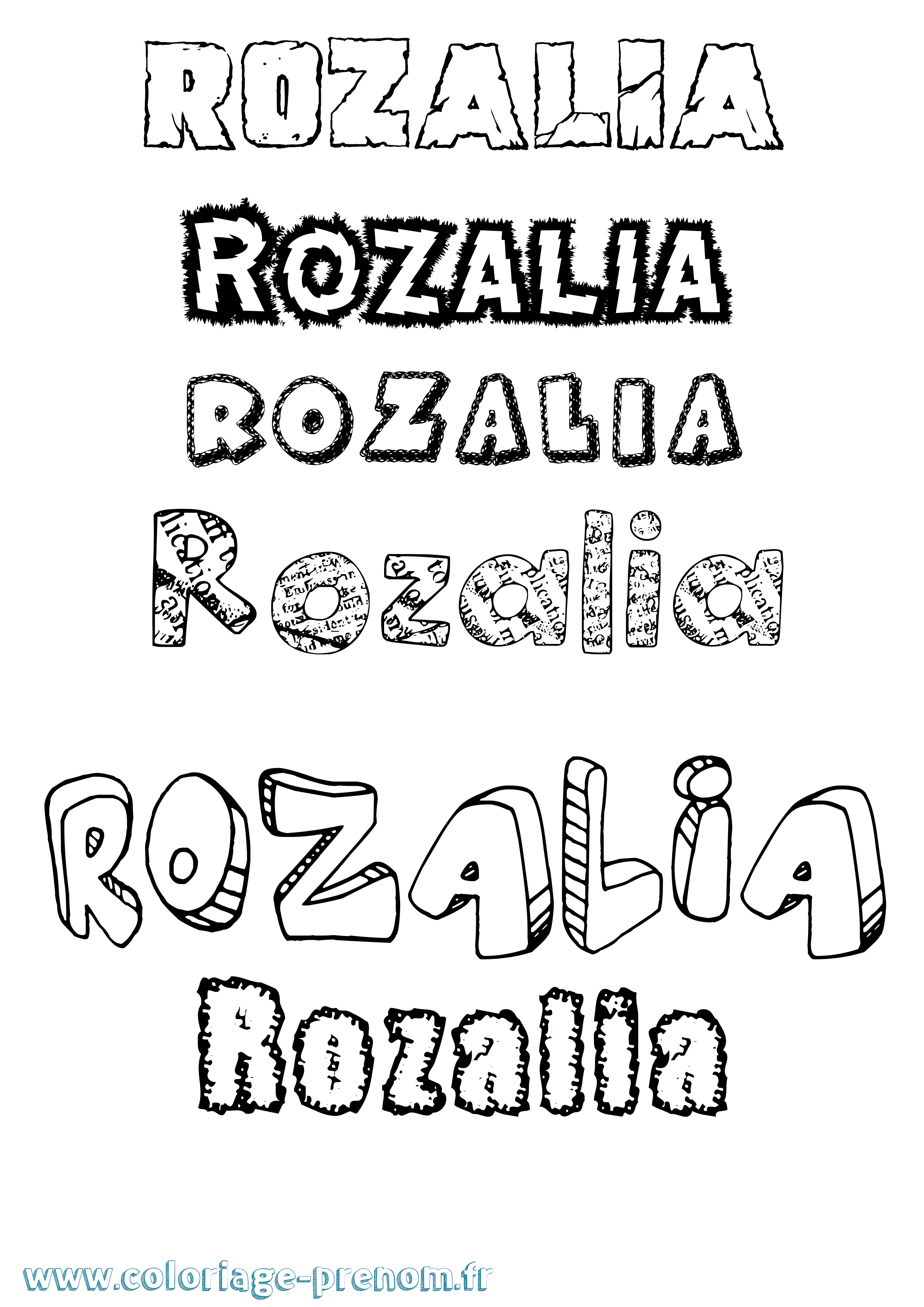 Coloriage Rozália Destructuré Coloriage prénom Rozália Destructuré