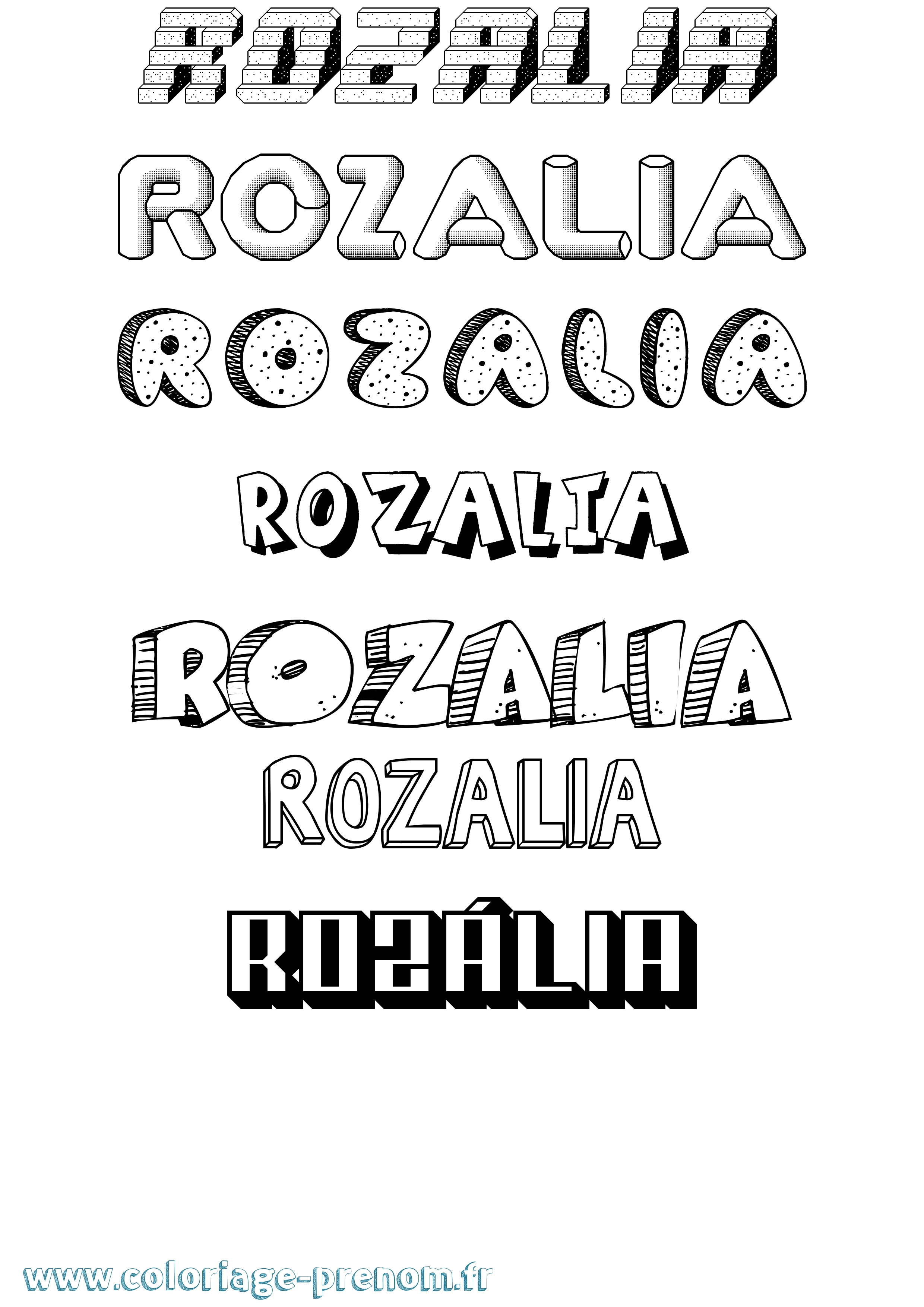 Coloriage Rozália Effet 3D Coloriage prénom Rozália Effet 3D