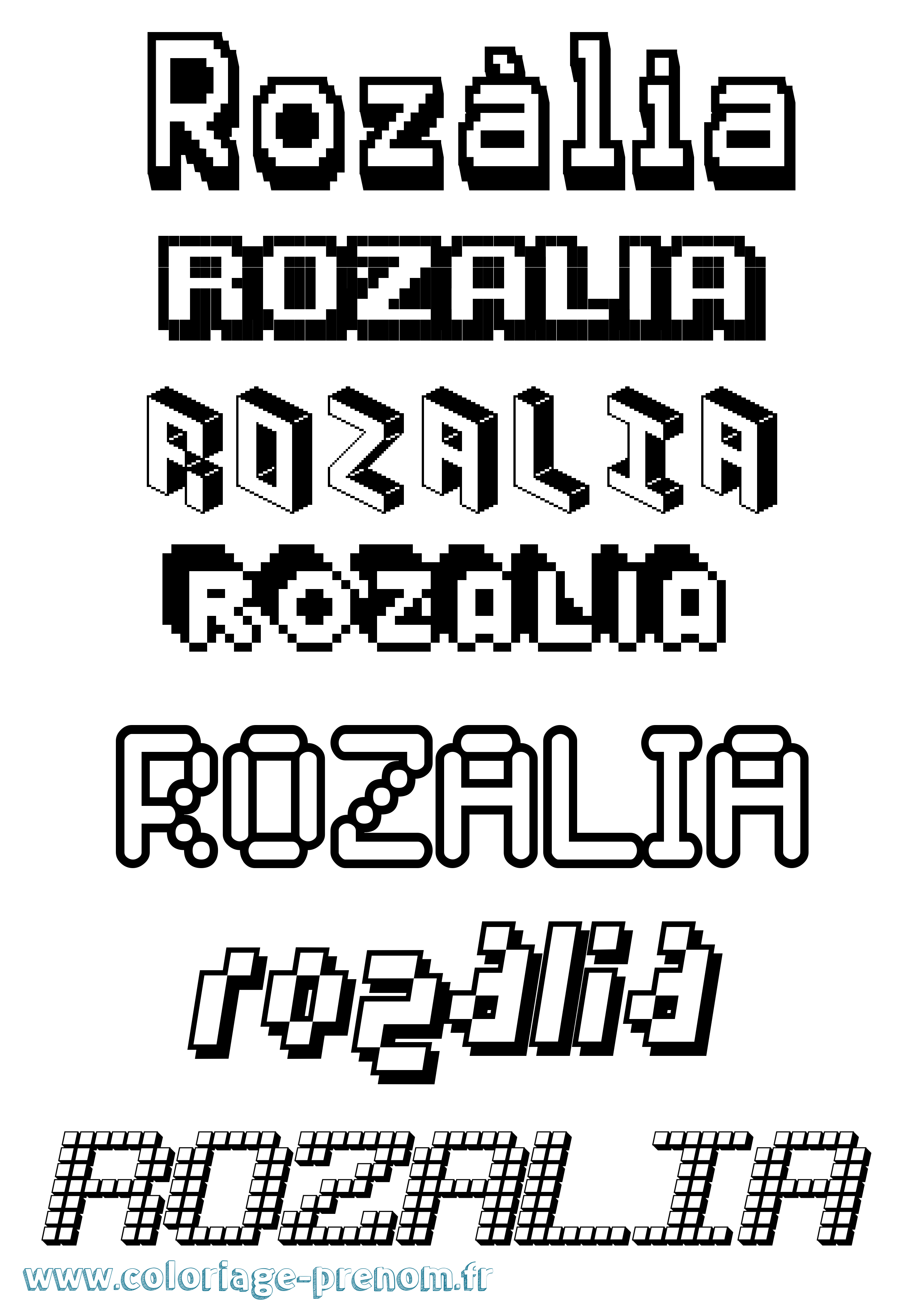 Coloriage Rozália Pixel Coloriage prénom Rozália Pixel