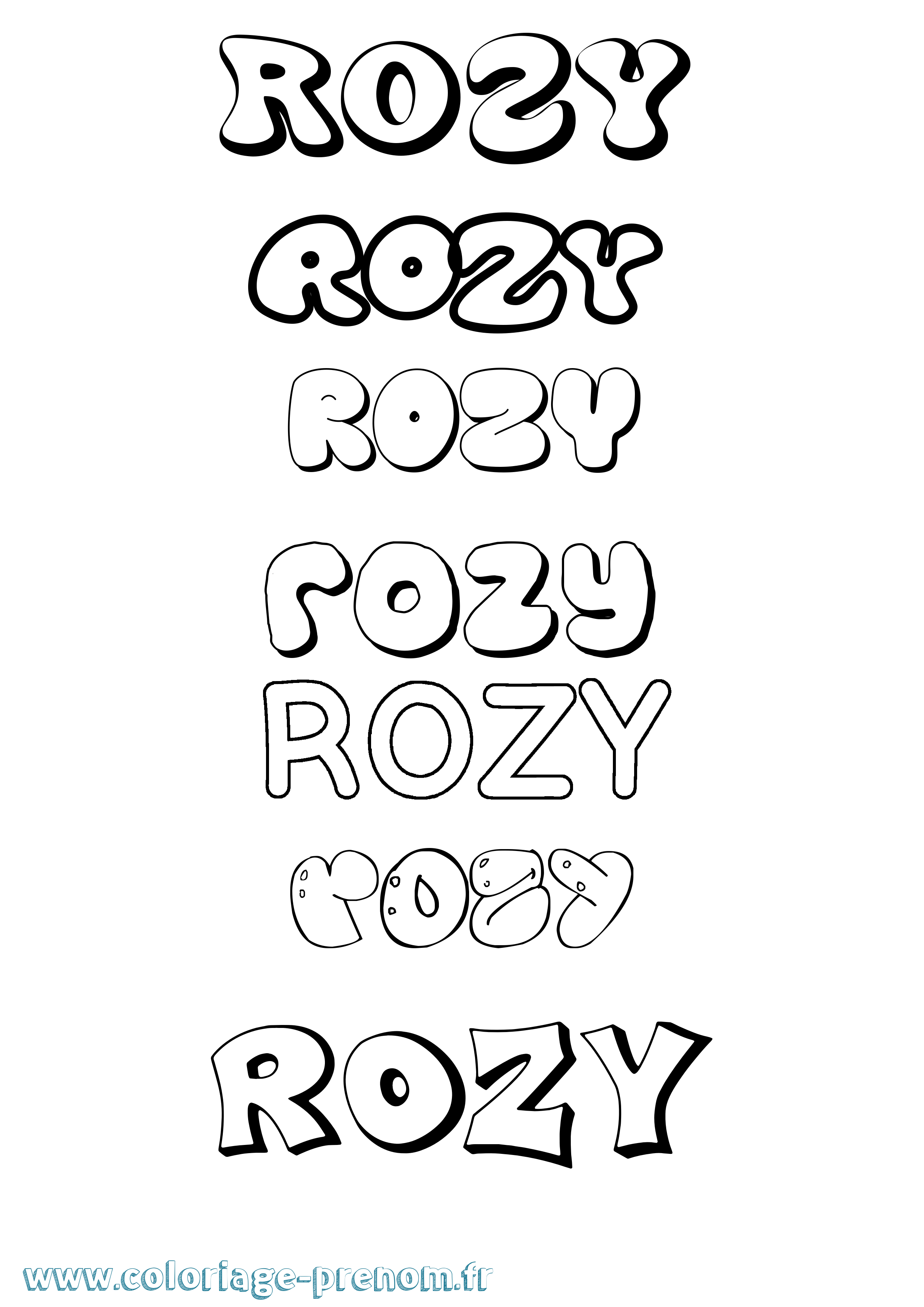 Coloriage prénom Rozy Bubble