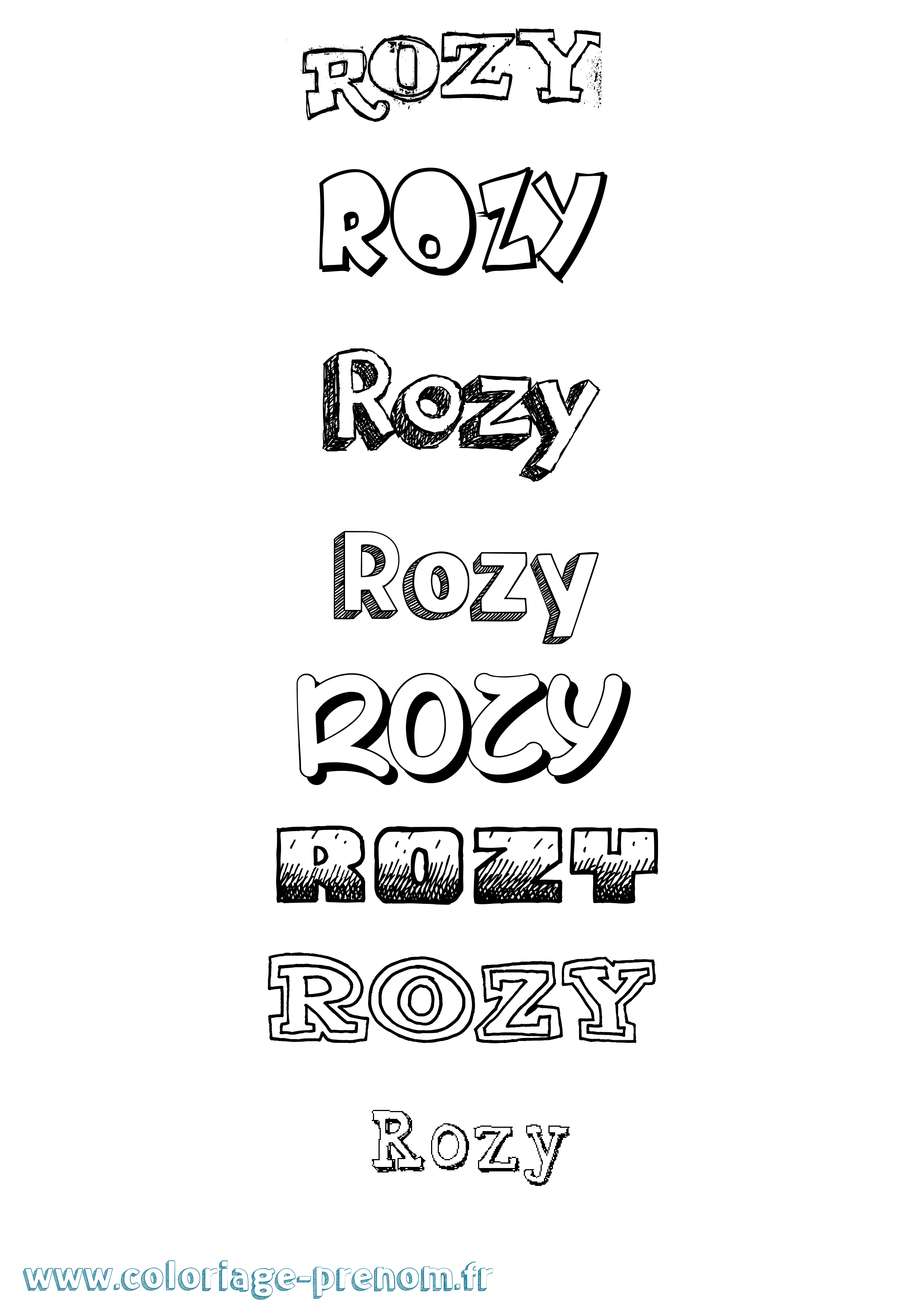 Coloriage prénom Rozy Dessiné