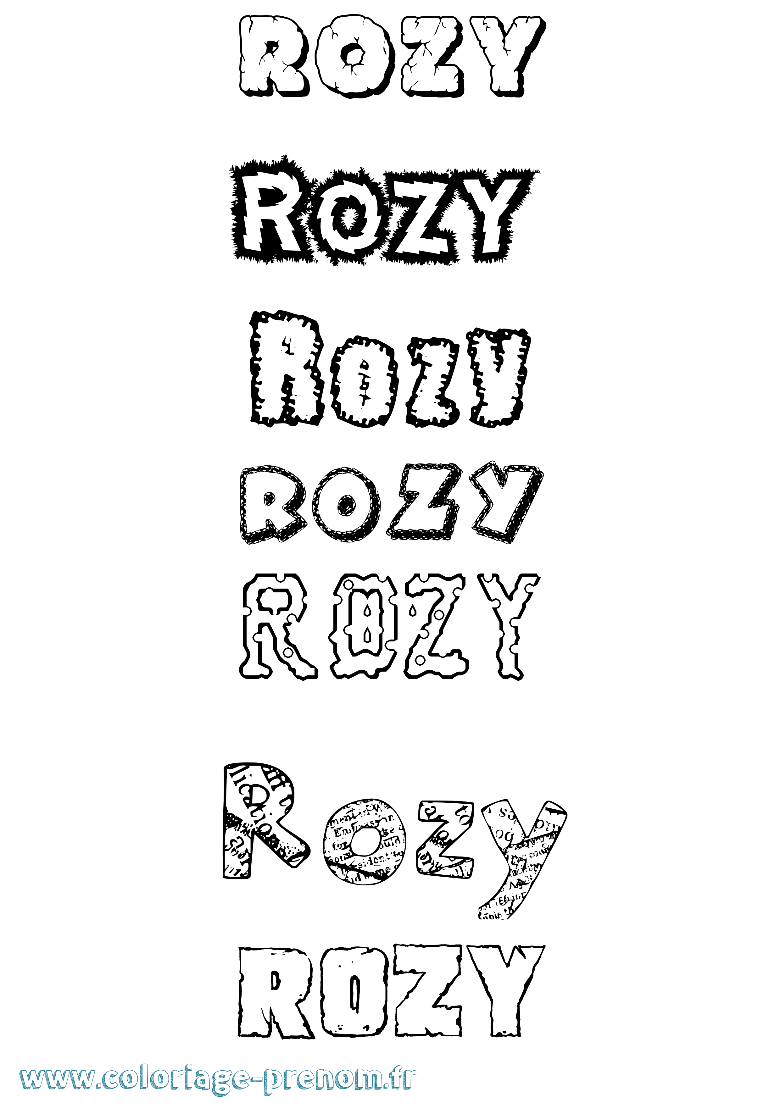 Coloriage prénom Rozy Destructuré