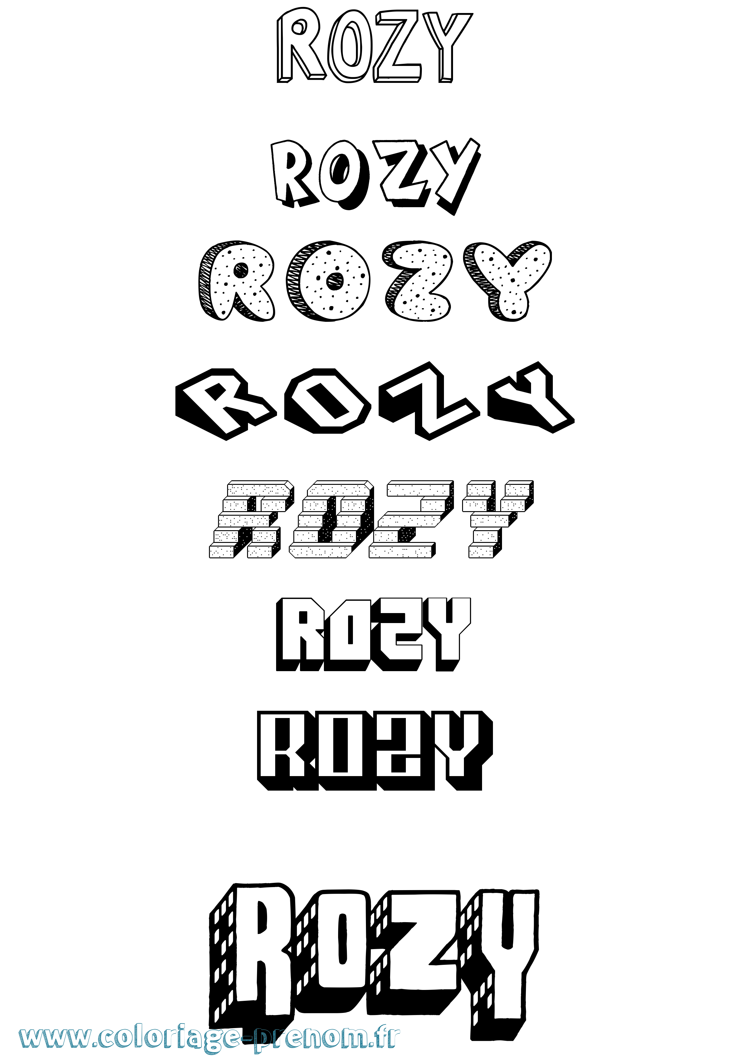Coloriage prénom Rozy Effet 3D